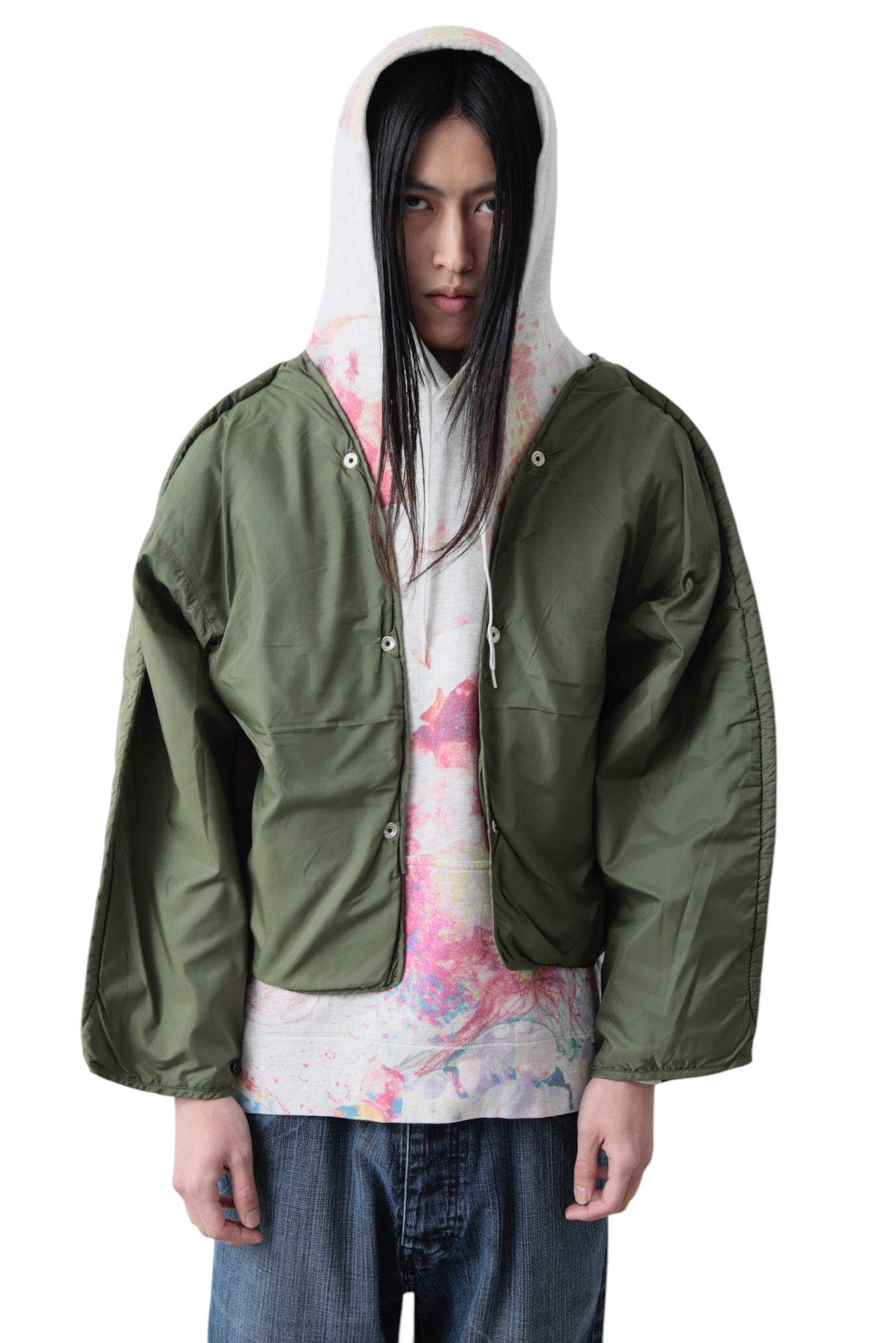 NO COLLAR MILITARY LINER JACKET