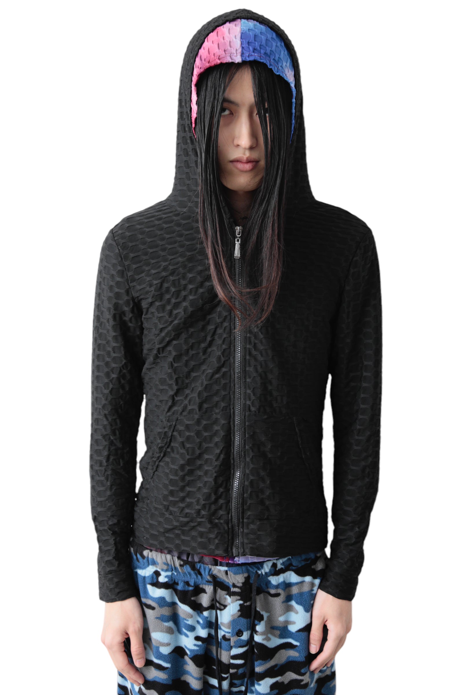 BLACK TEXTURE HOODIE