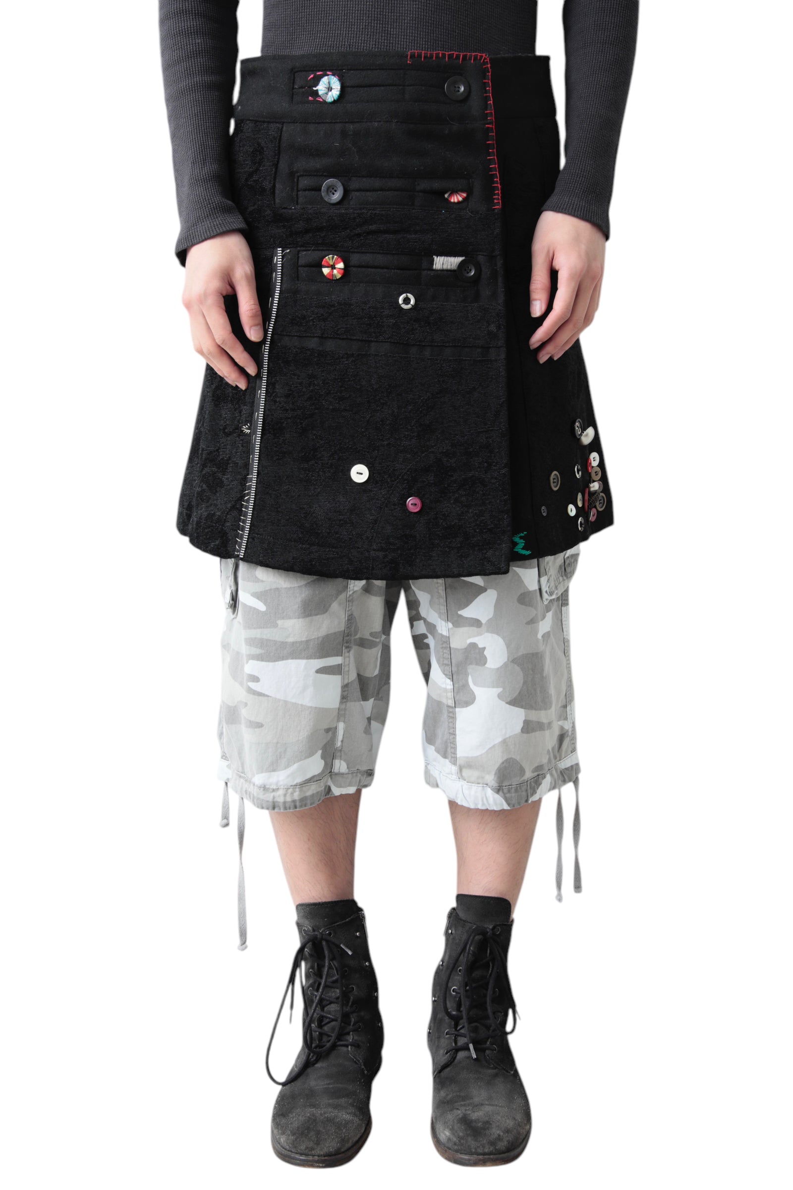 MULTI BUTTON WRAP SKIRT