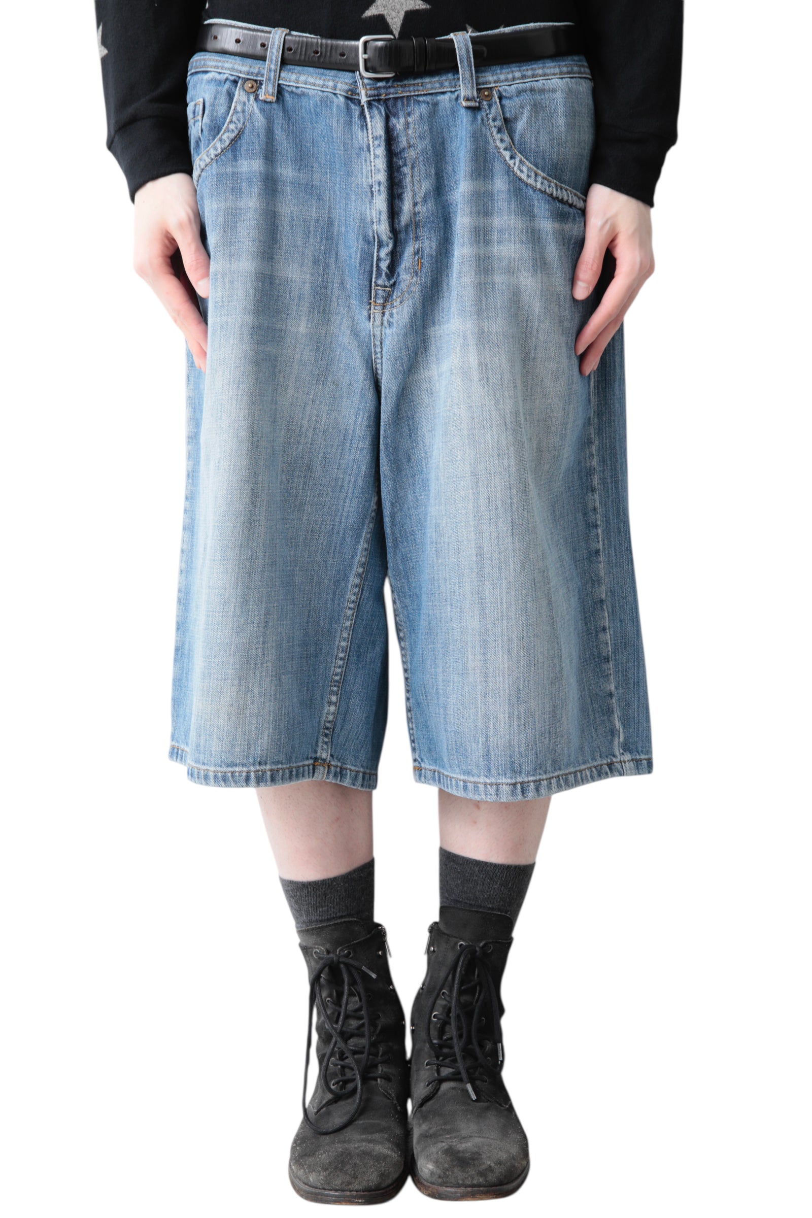 FADED BLUE BAGGY DENIM SHORTS
