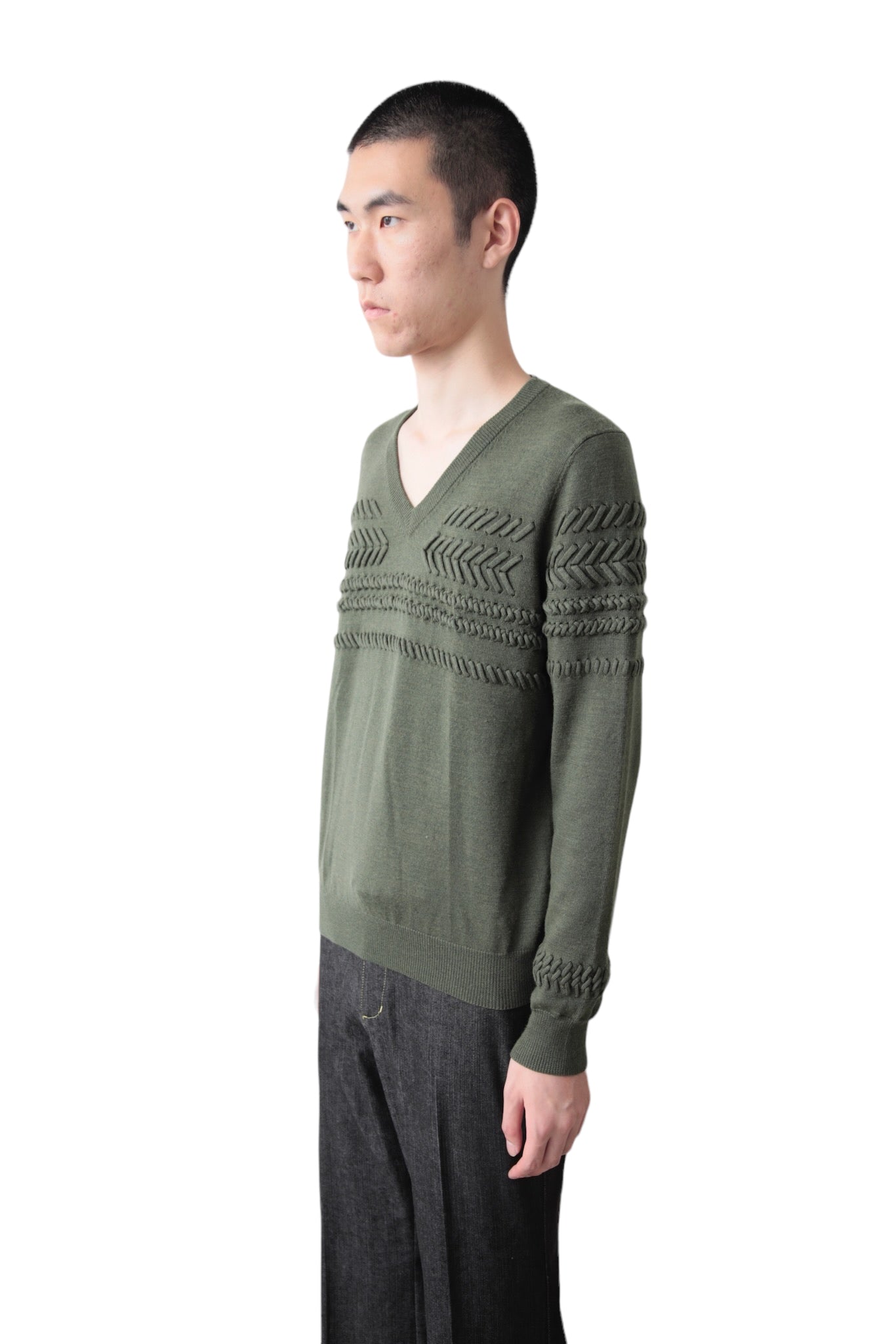 3.1 PHILLIP LIM LACE UP V NECK SWEATER