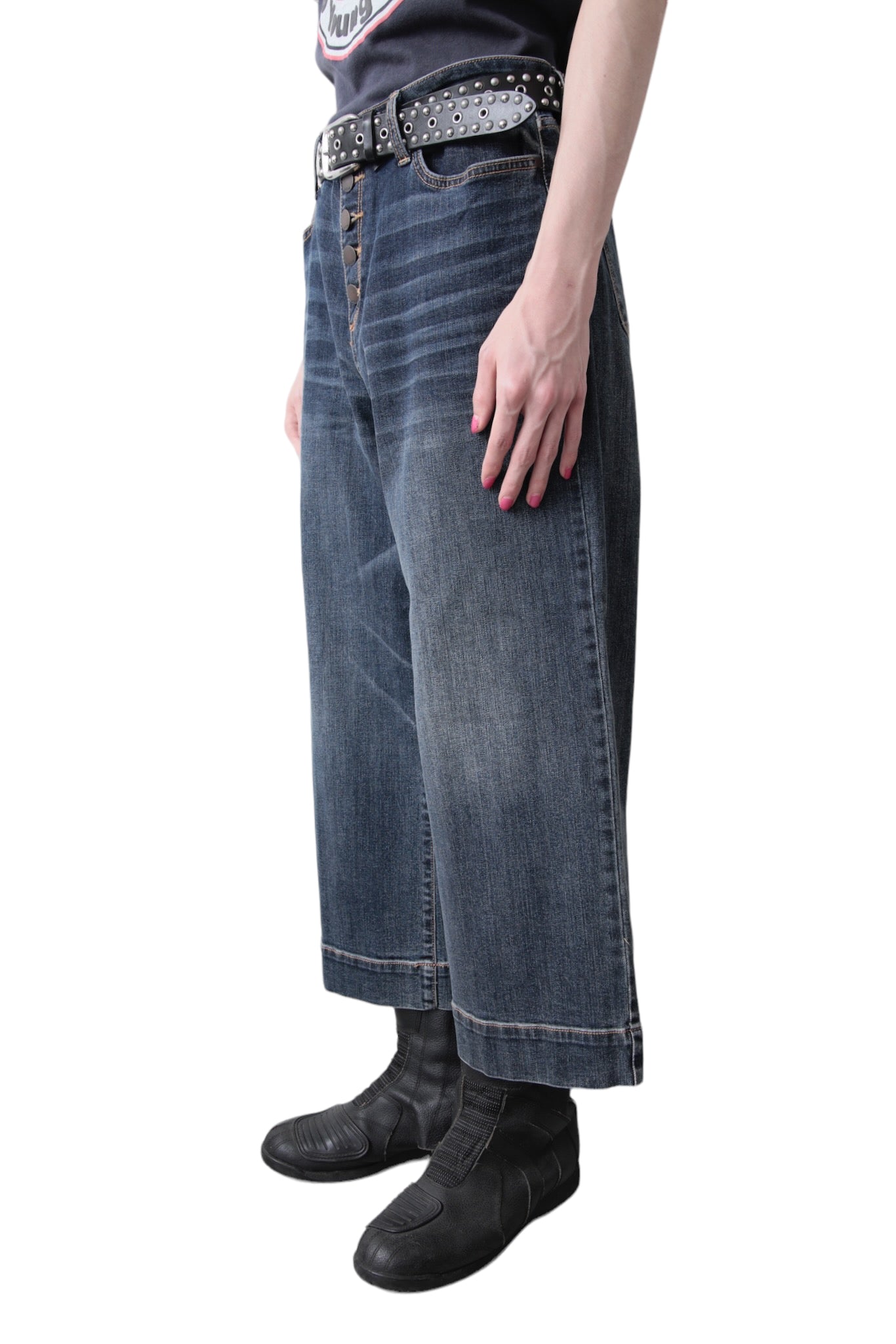 FADE CROPPED BAGGY DENIM PANTS