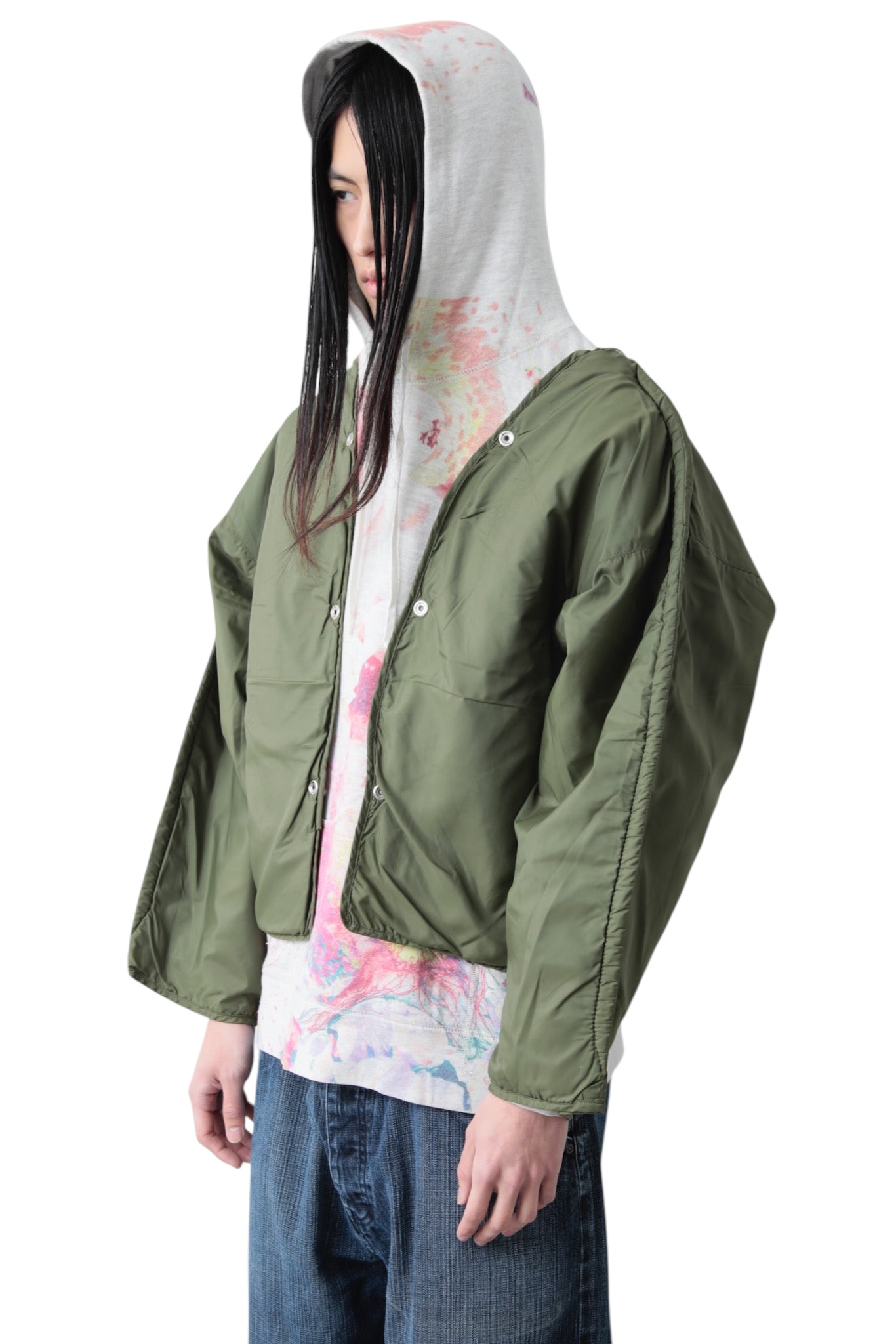 NO COLLAR MILITARY LINER JACKET