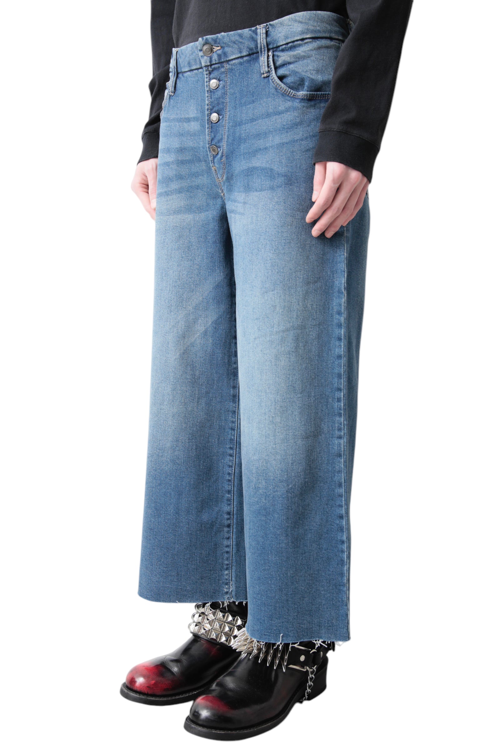 CROPPED BLUE BAGGY DENIM PANTS
