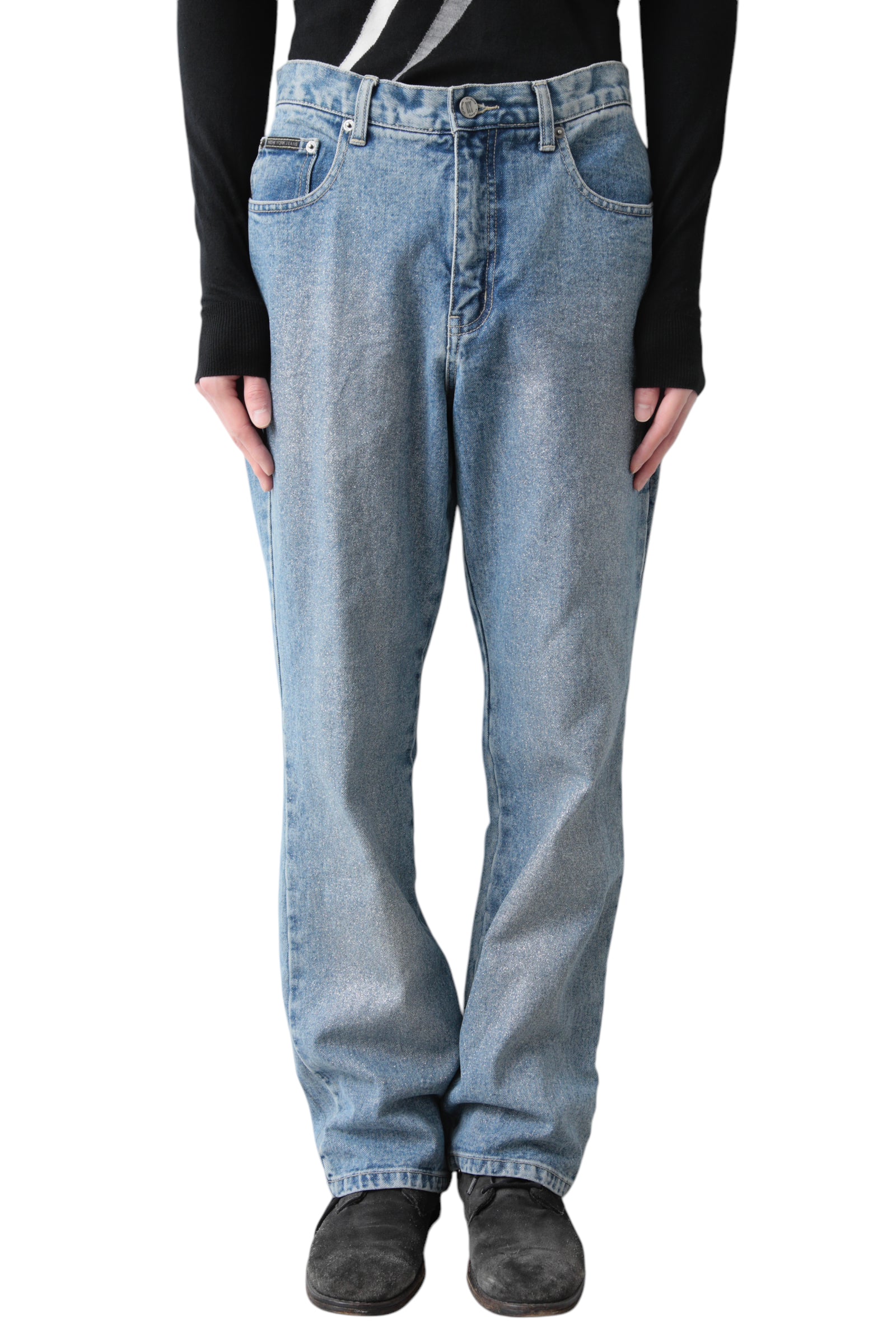 FADED BLUE WIDE DENIM PANTS