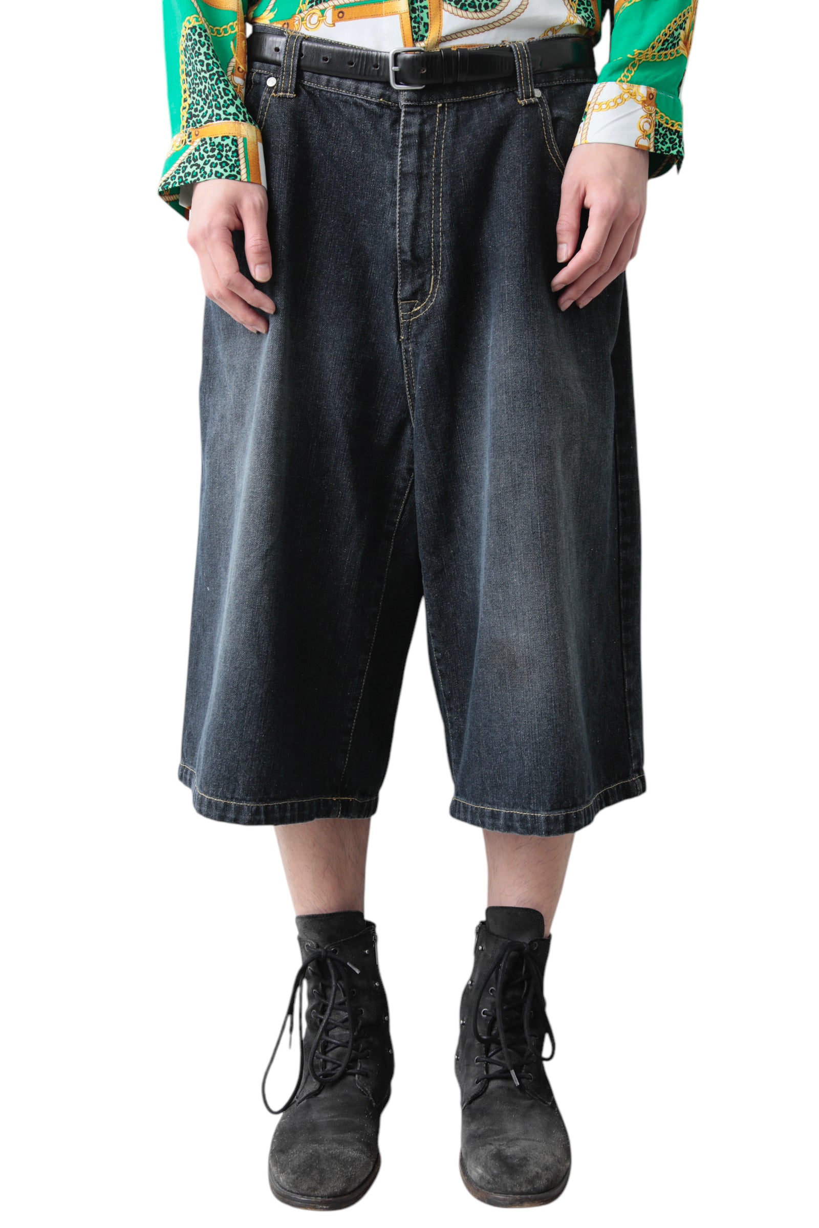 DARK NAVY BAGGY DENIM SHORT PANTS