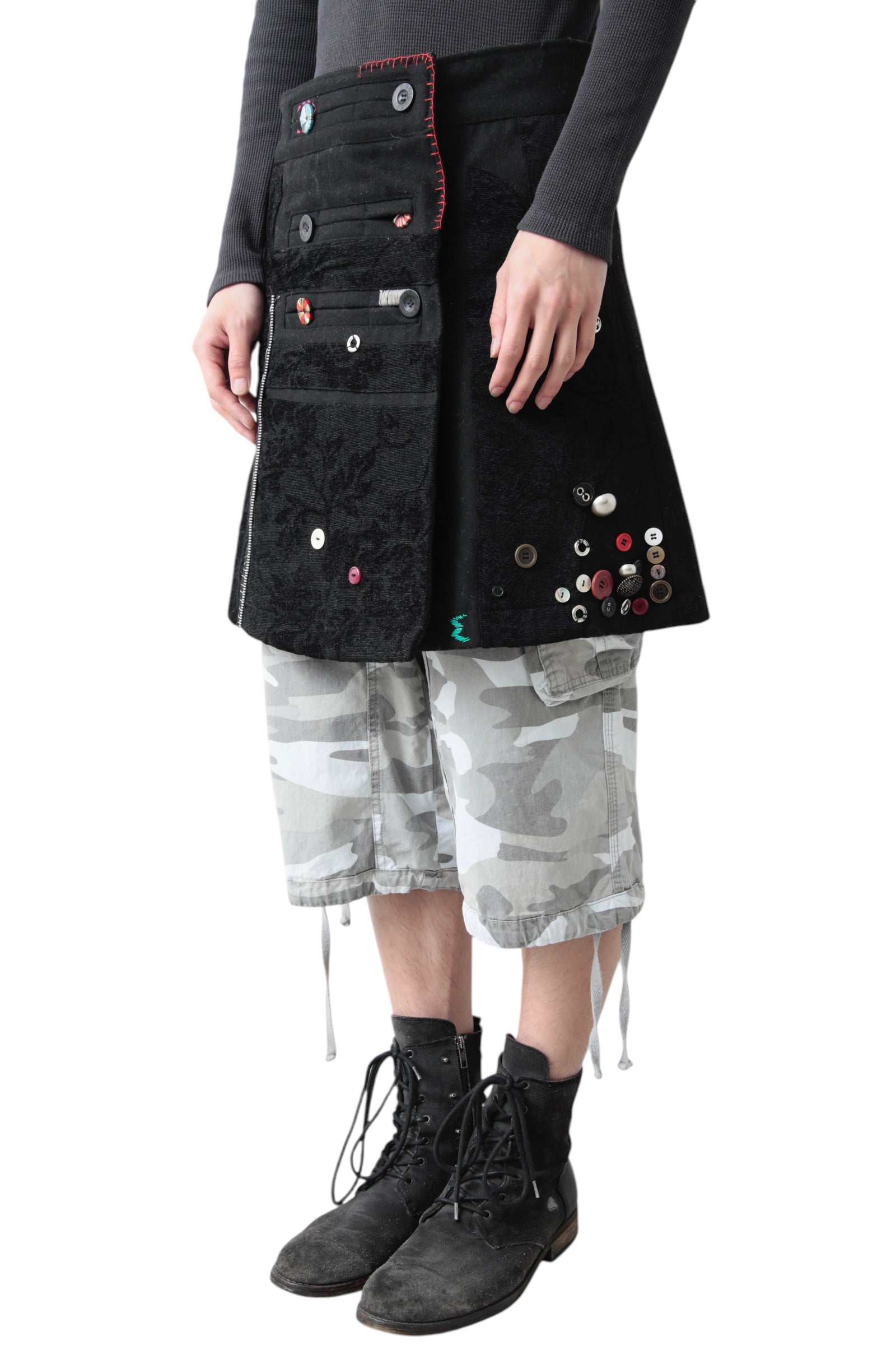 MULTI BUTTON WRAP SKIRT