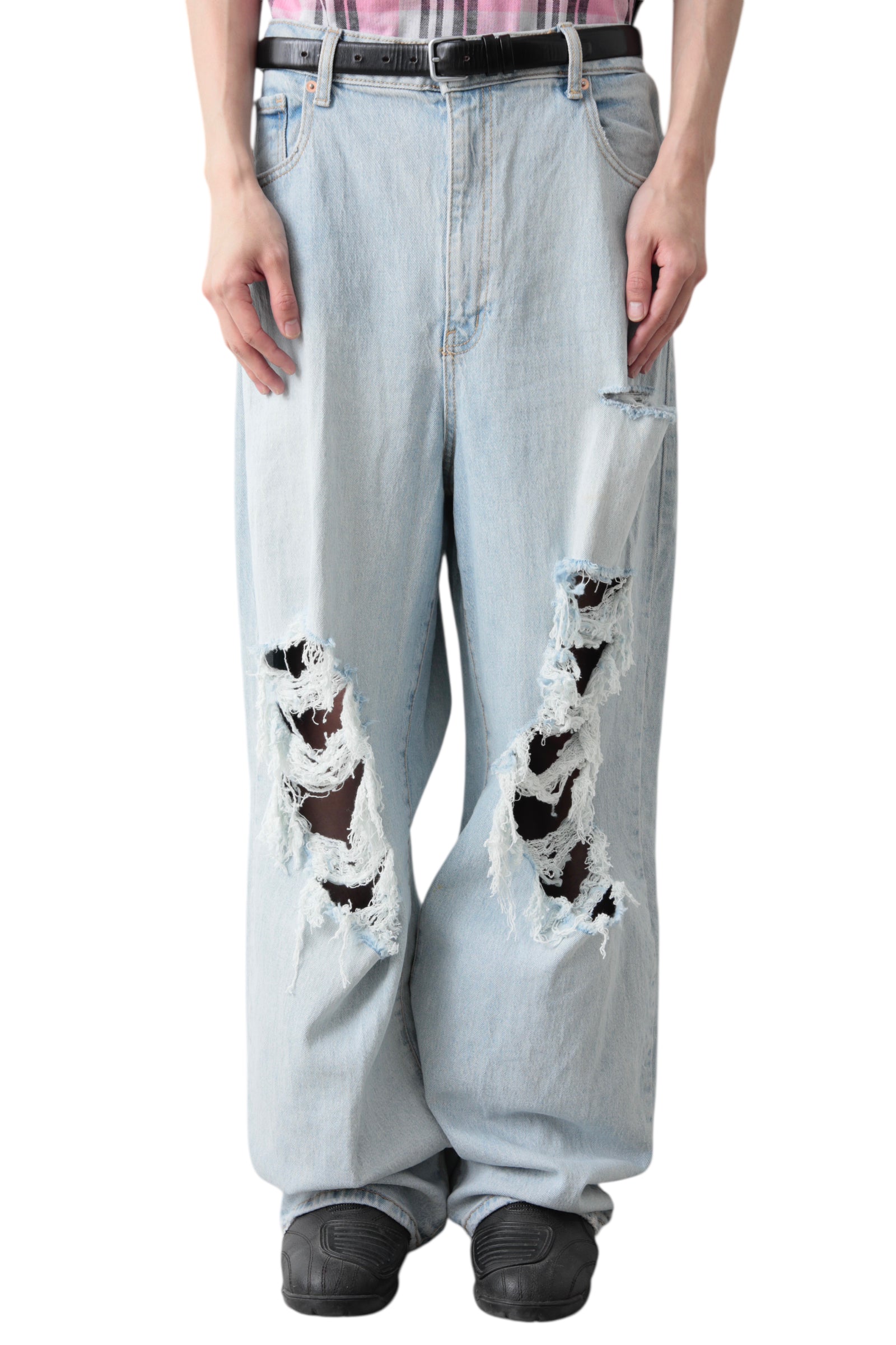 "SCORPIO" CRUSHED BAGGY DENIM PANTS