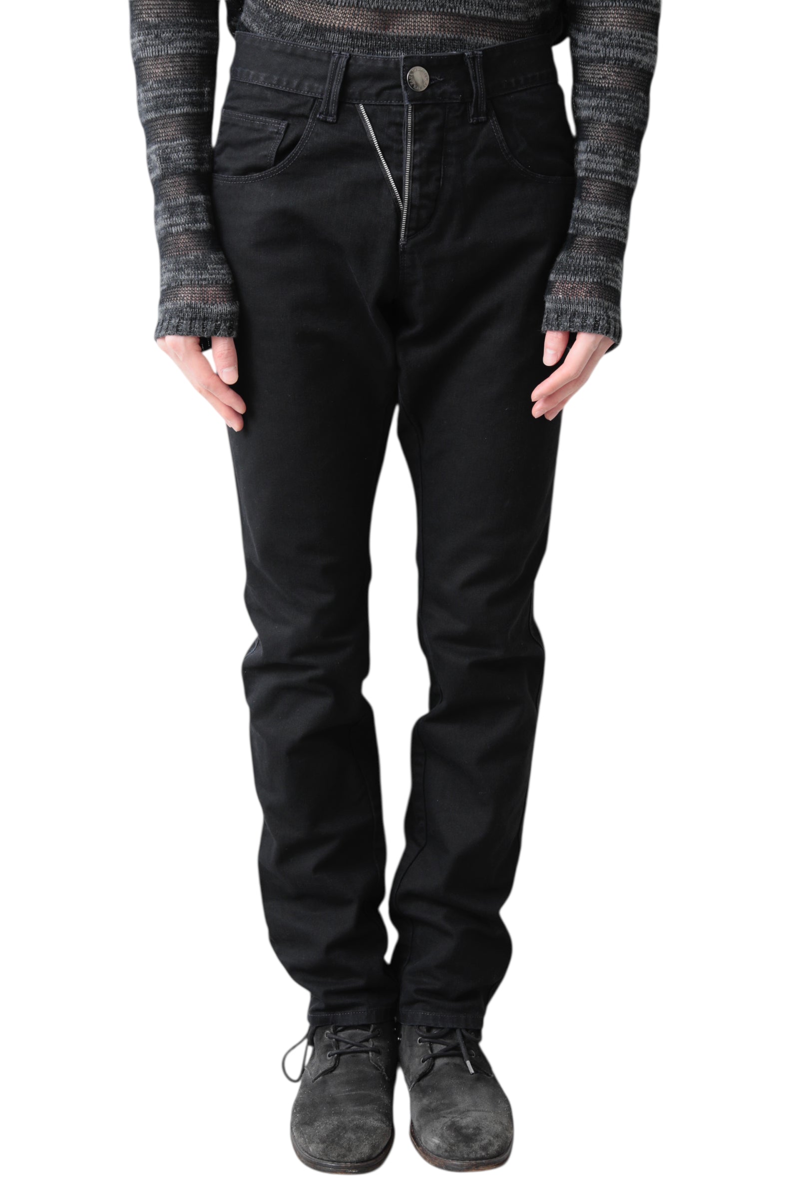 JEAN PAUL GAULTIER FAKE ZIP STRAIGHT DENIM PANTS
