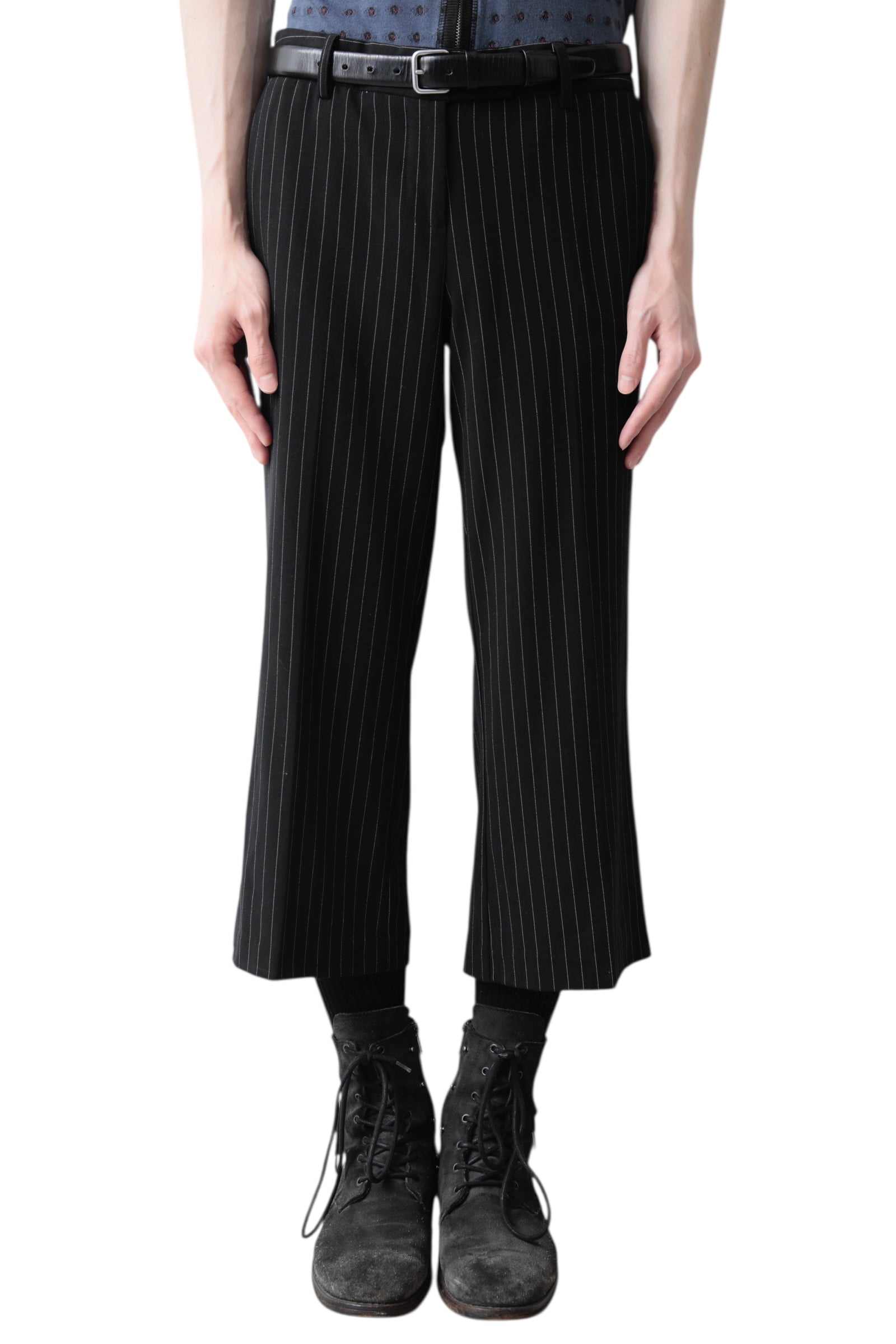 CROPPED STRIPE SLACKS