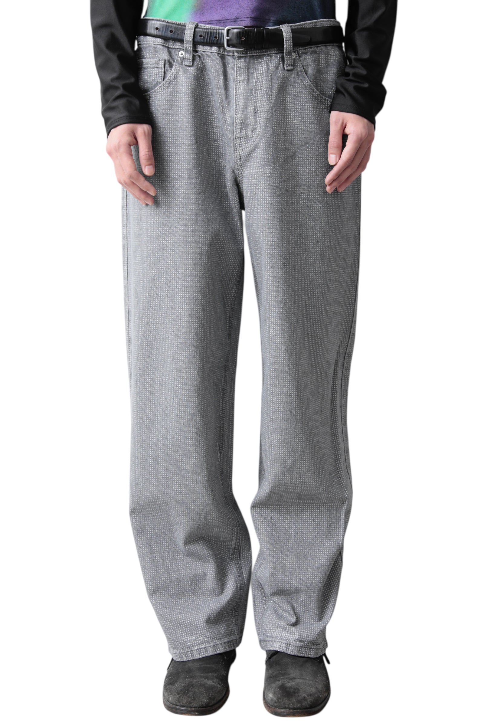 RHINESTONE WIDE DENIM PANTS