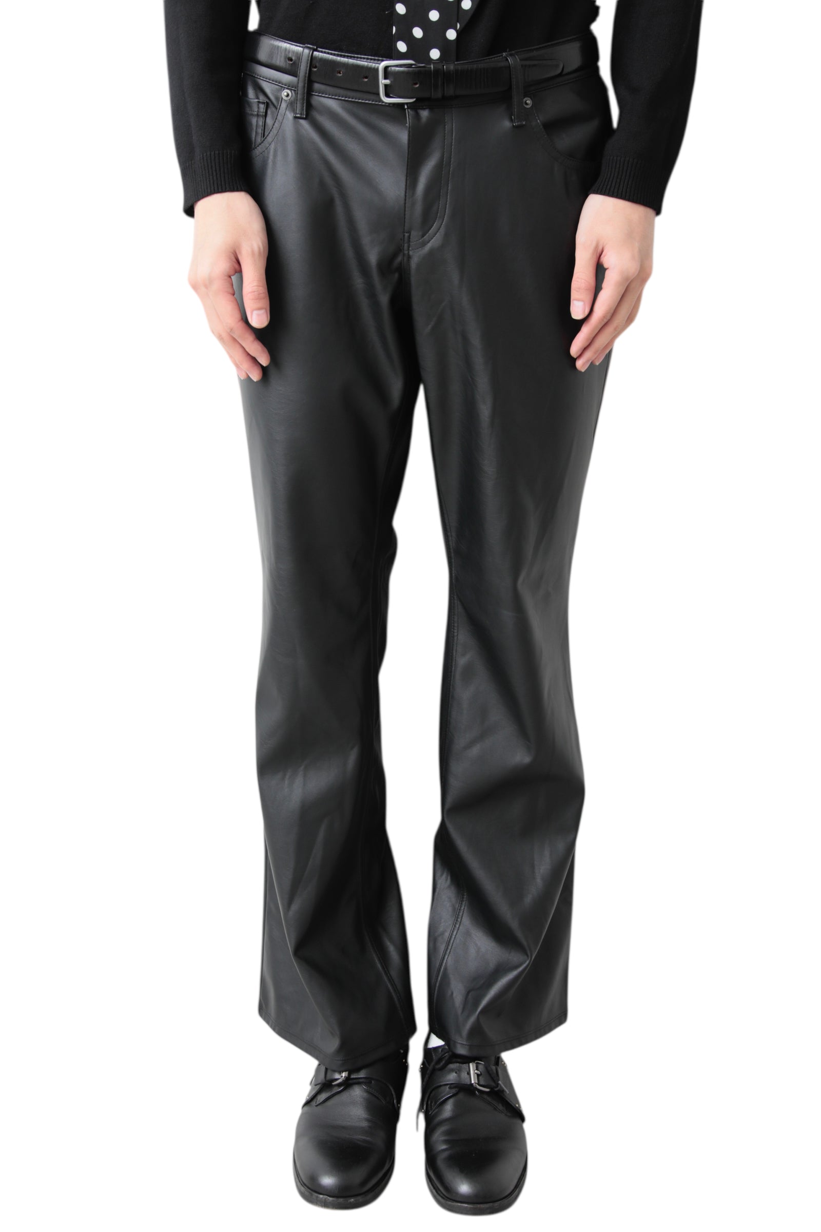 LEATHER FLARE PANTS