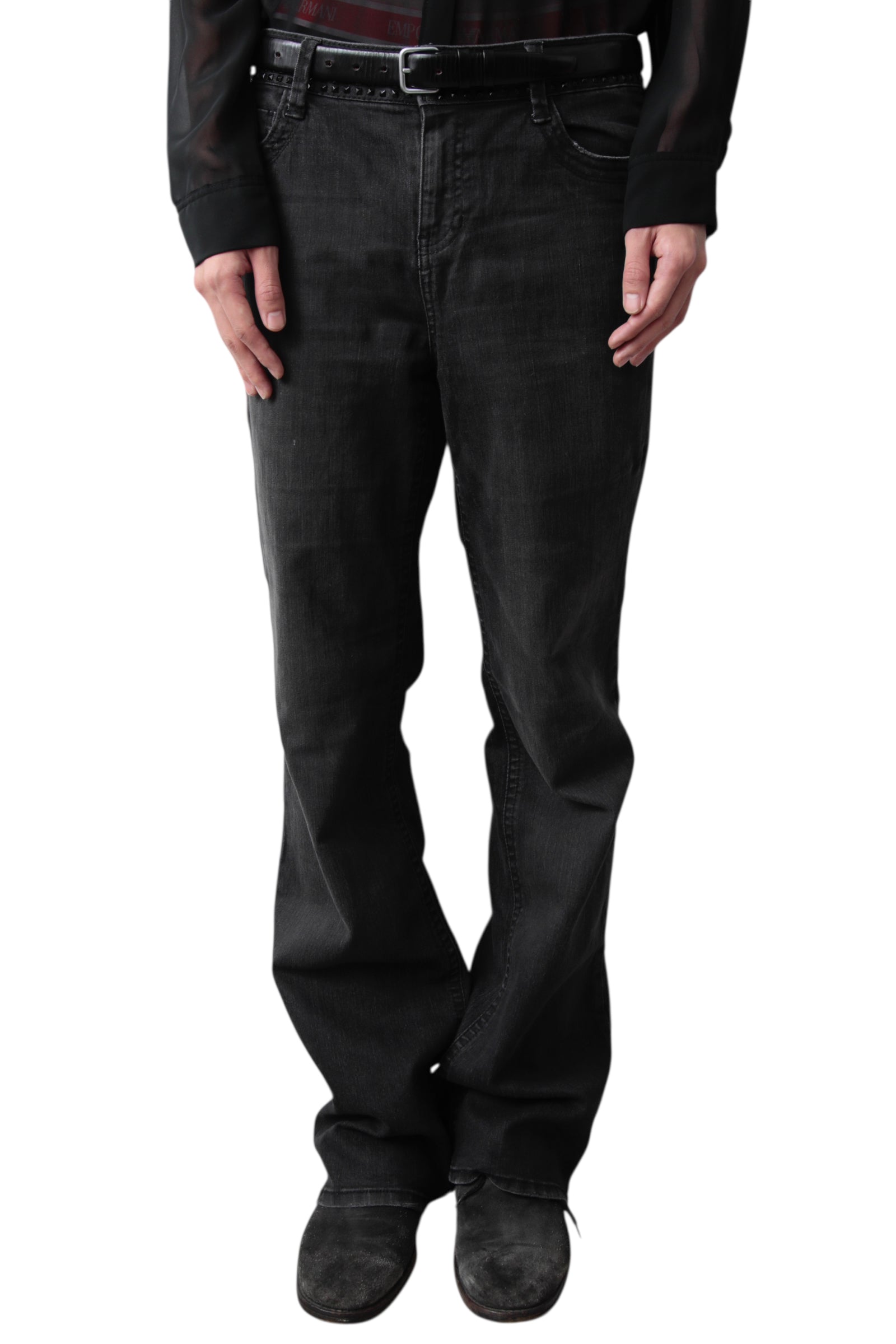 WEST STUDDED BLACK STRAIGHT DENIM PANTS