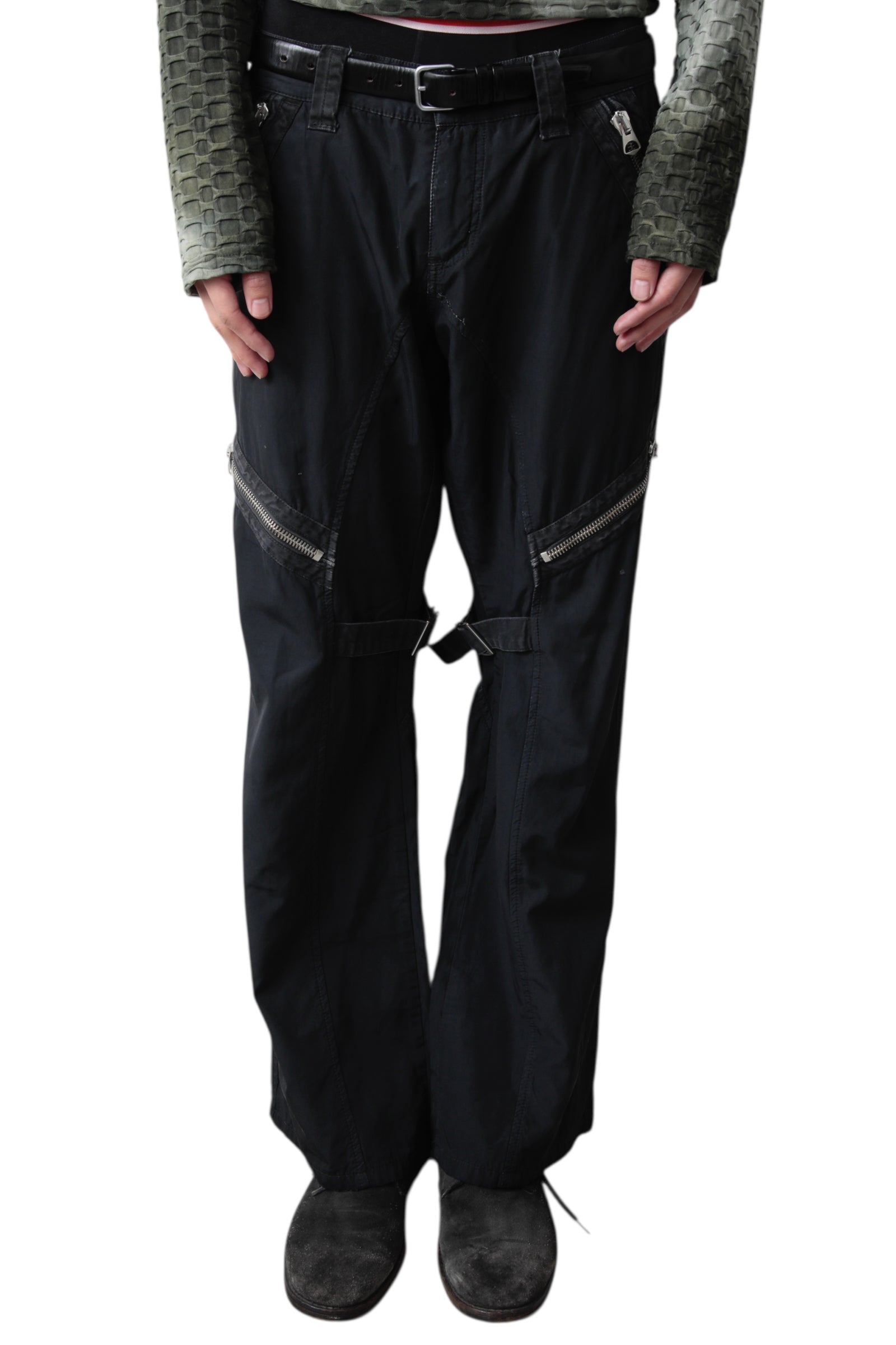 SLASHED ZIP BONDAGE PANTS