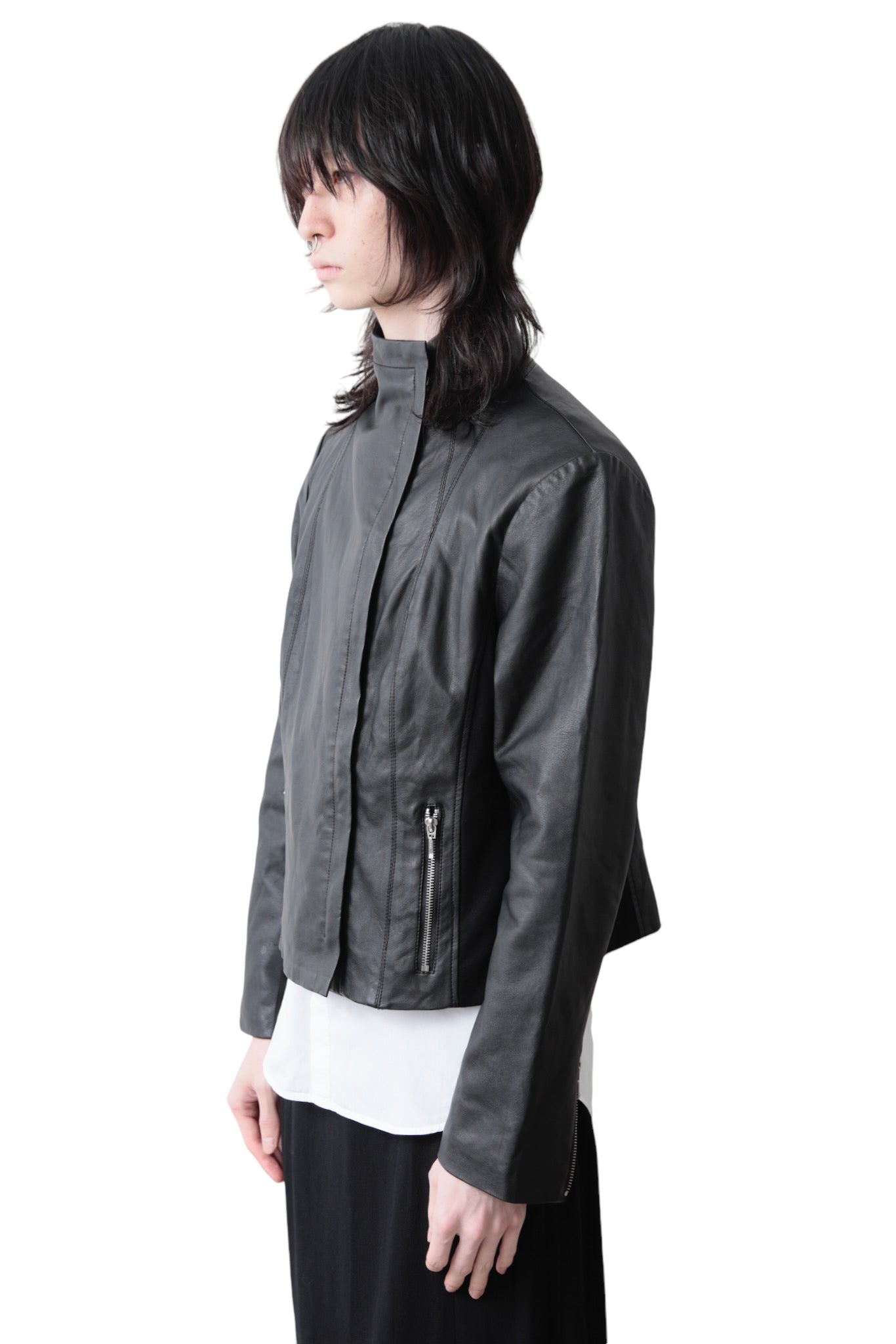 HIGH NECK SIDE ZIP UP BLOUSON