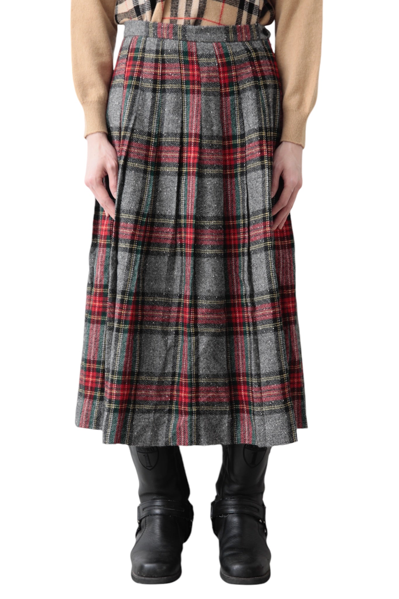 TARTAN CHECK PLEATS SKIRT