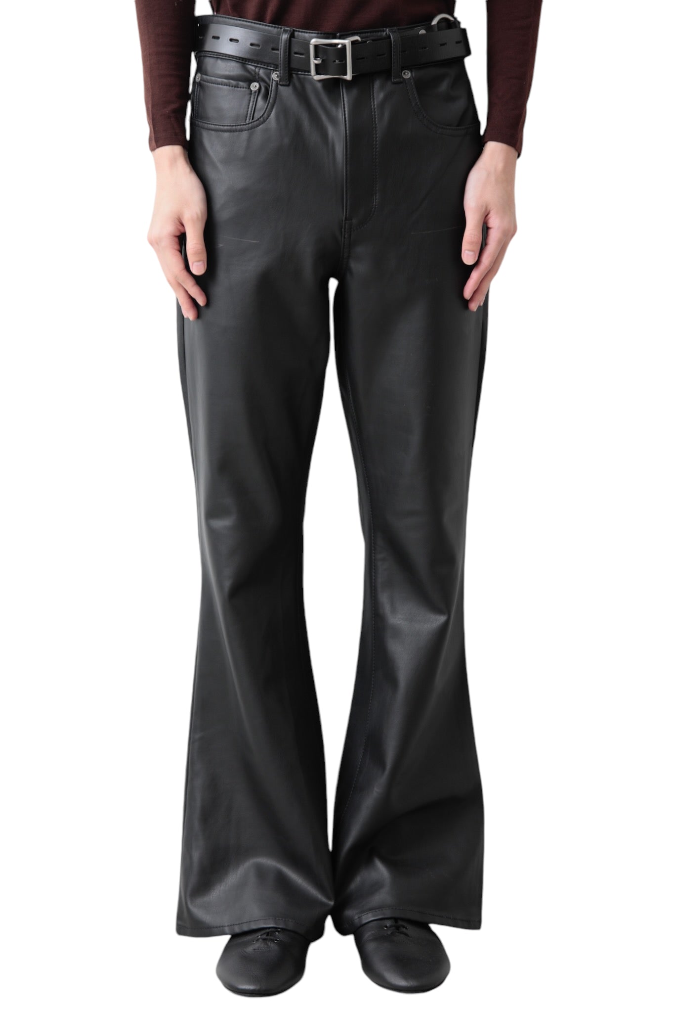 LEATHER FLARE PANTS