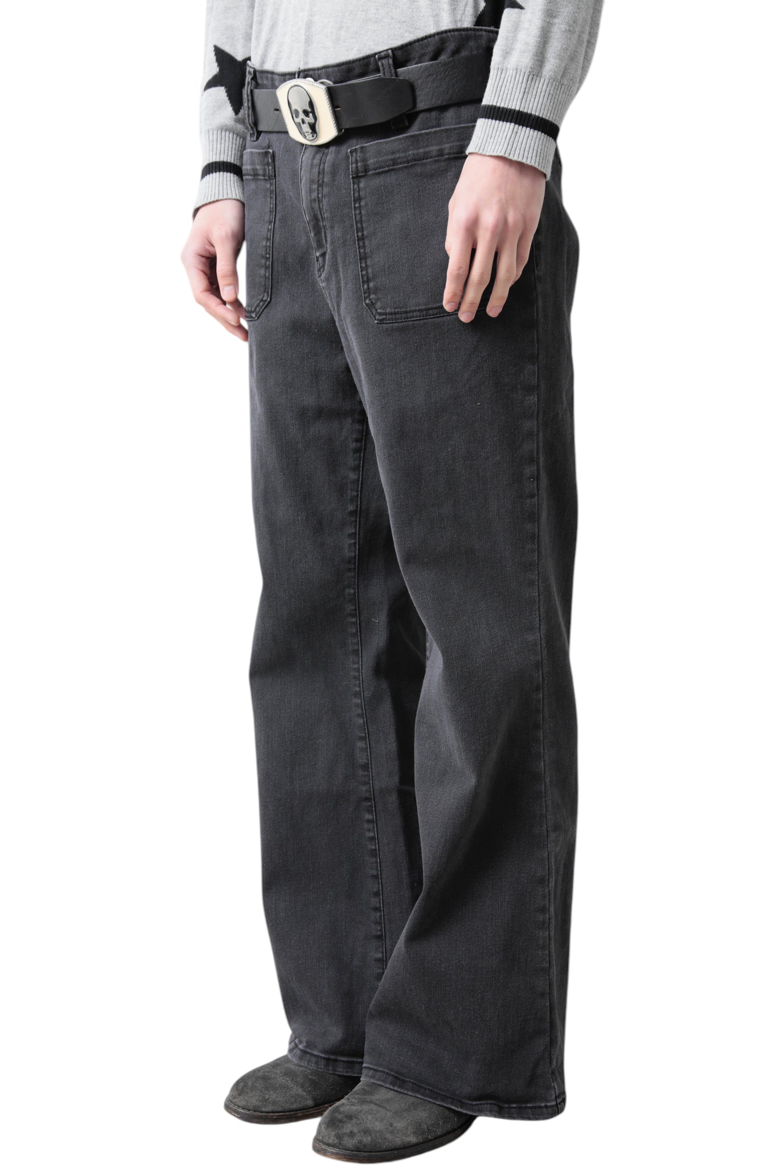 FRONT POCKET FLARE DENIM PANTS