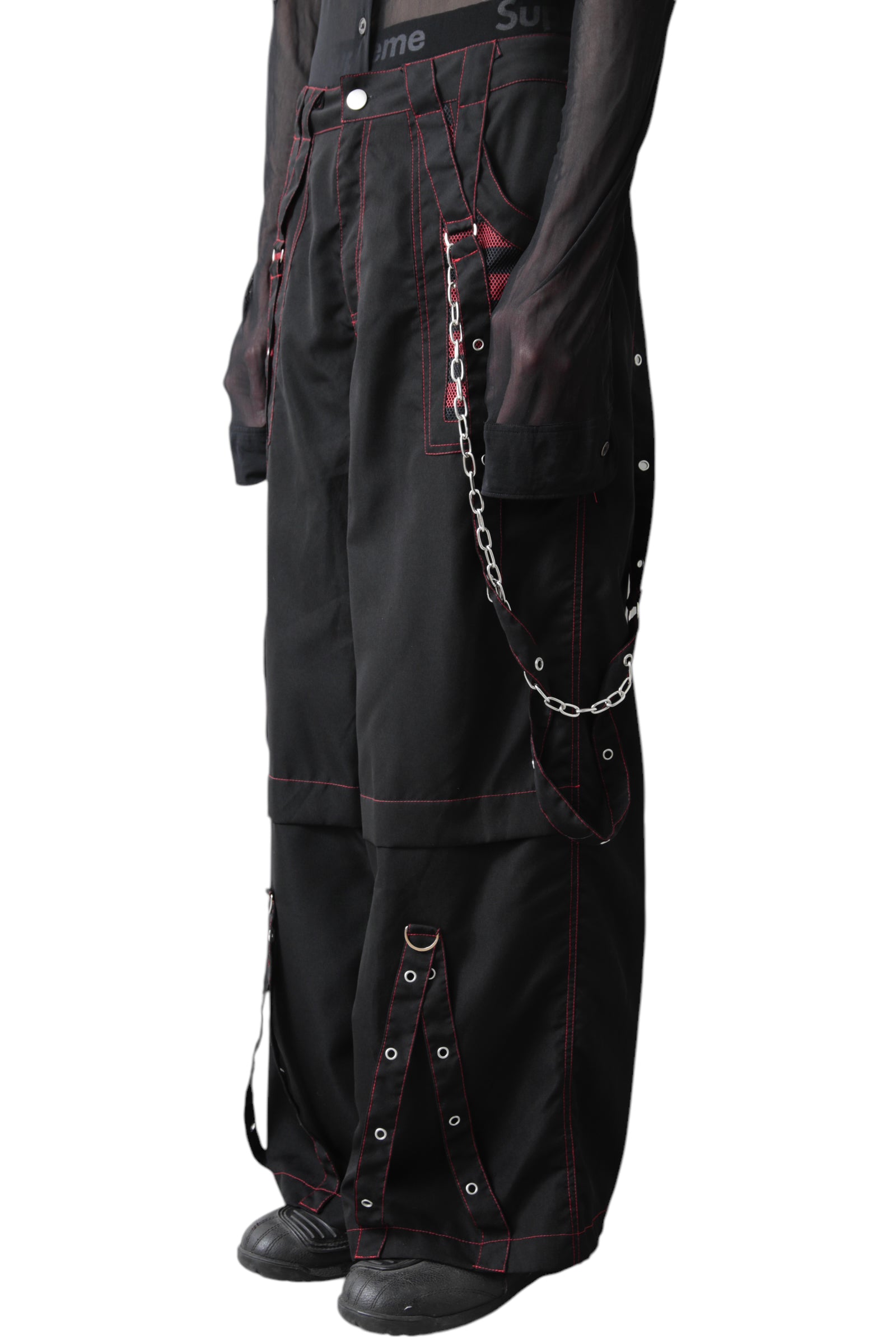 STITCHED BONDAGE WIDE CARGO PANTS