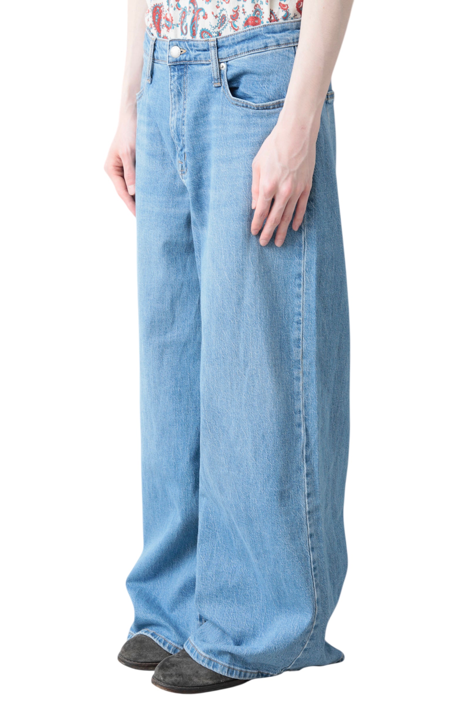 WASHED BLUE BAGGY DENIM PANTS