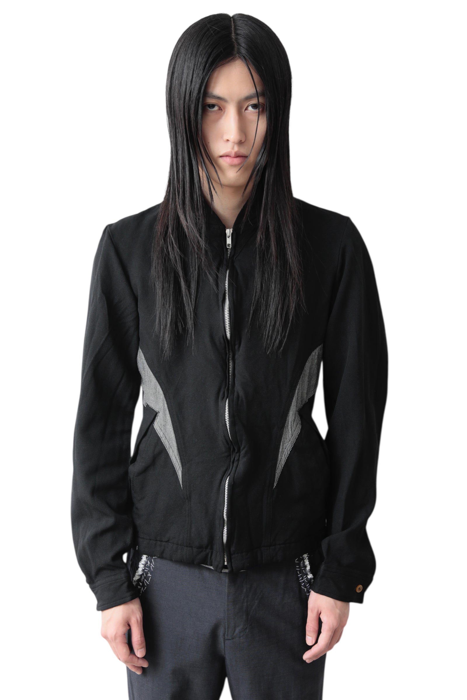 AD2008 COMME DES GARCONS HOMME PLUS EVER GREEN FULLED CARPET ZIP UP BLOUSON