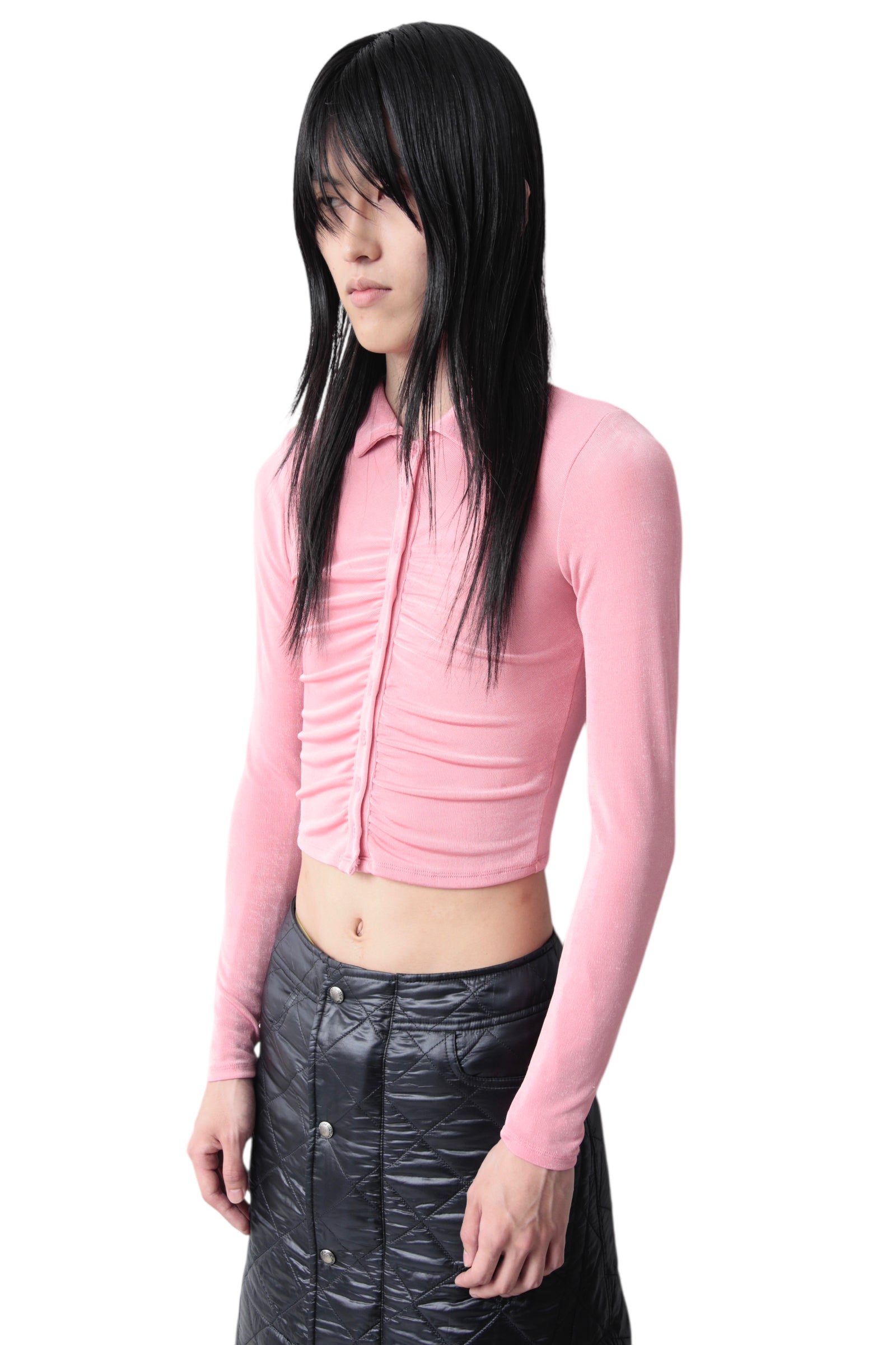 GATHER BUTTON UP TIGHT TOP