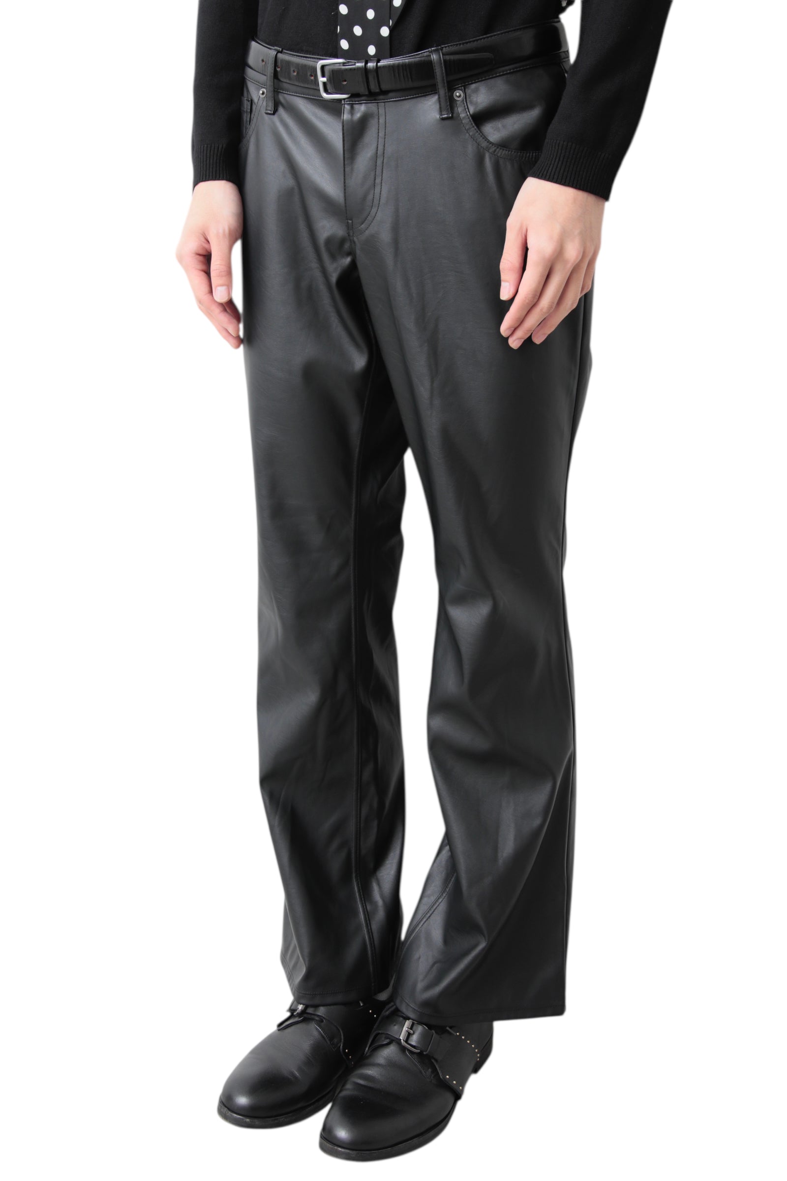 LEATHER FLARE PANTS
