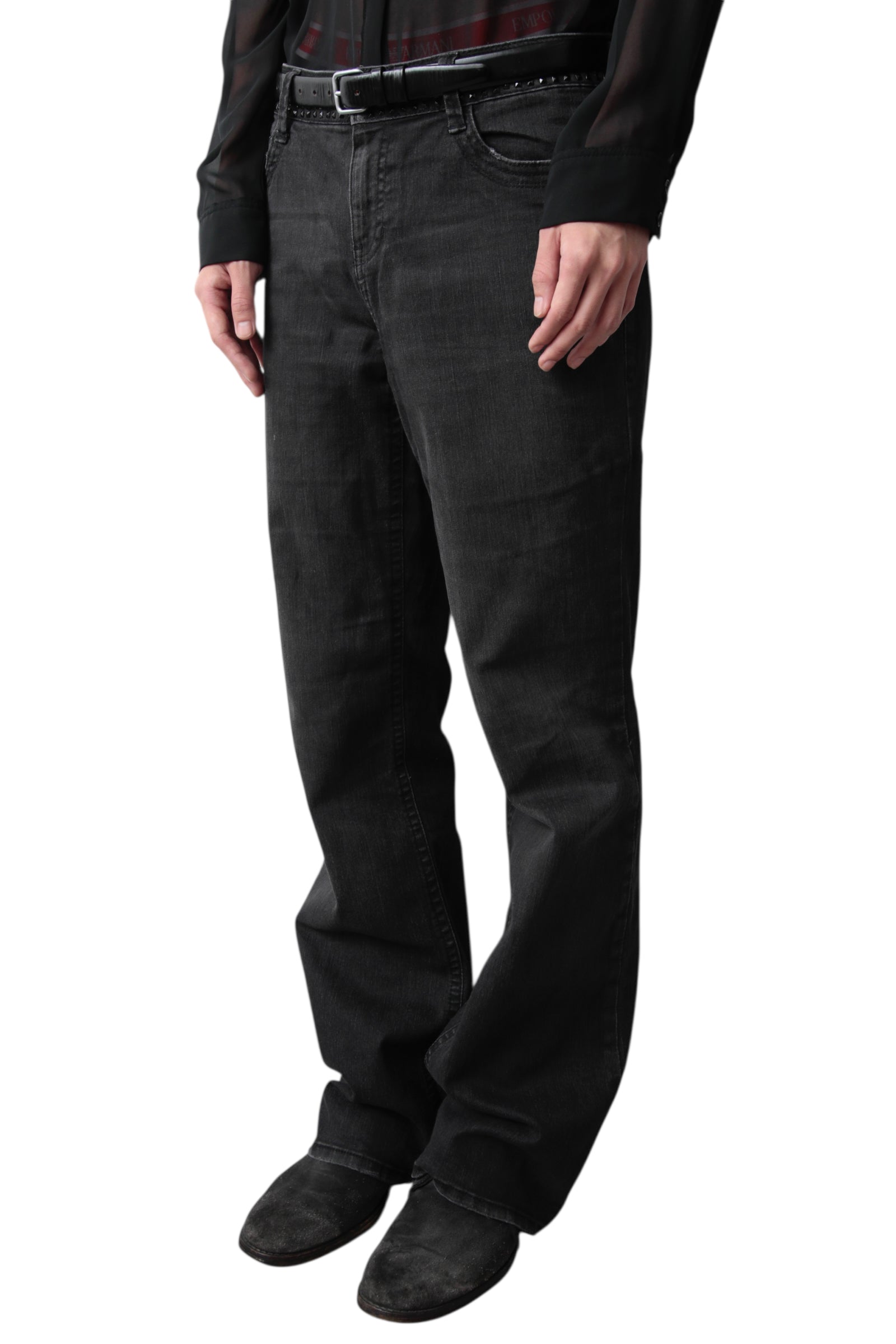 WEST STUDDED BLACK STRAIGHT DENIM PANTS