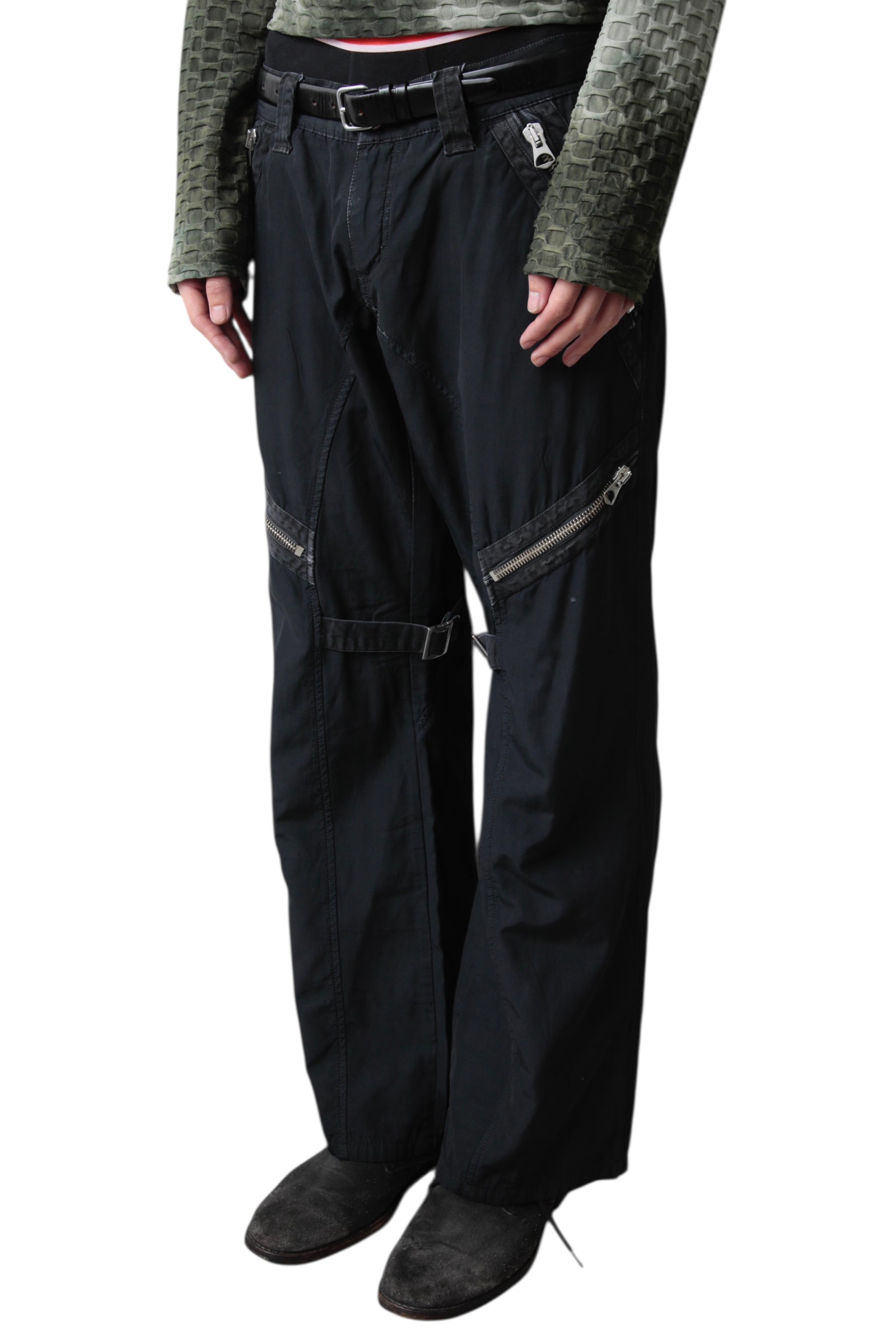 SLASHED ZIP BONDAGE PANTS