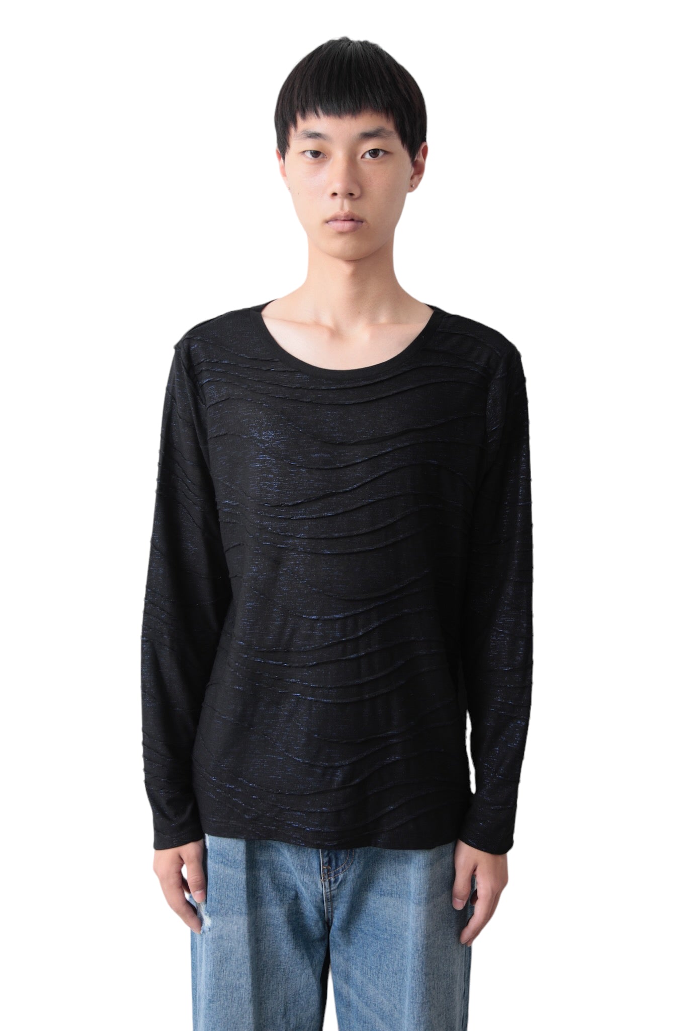 LAME PIPING LONG SLEEVE T-SHIRT