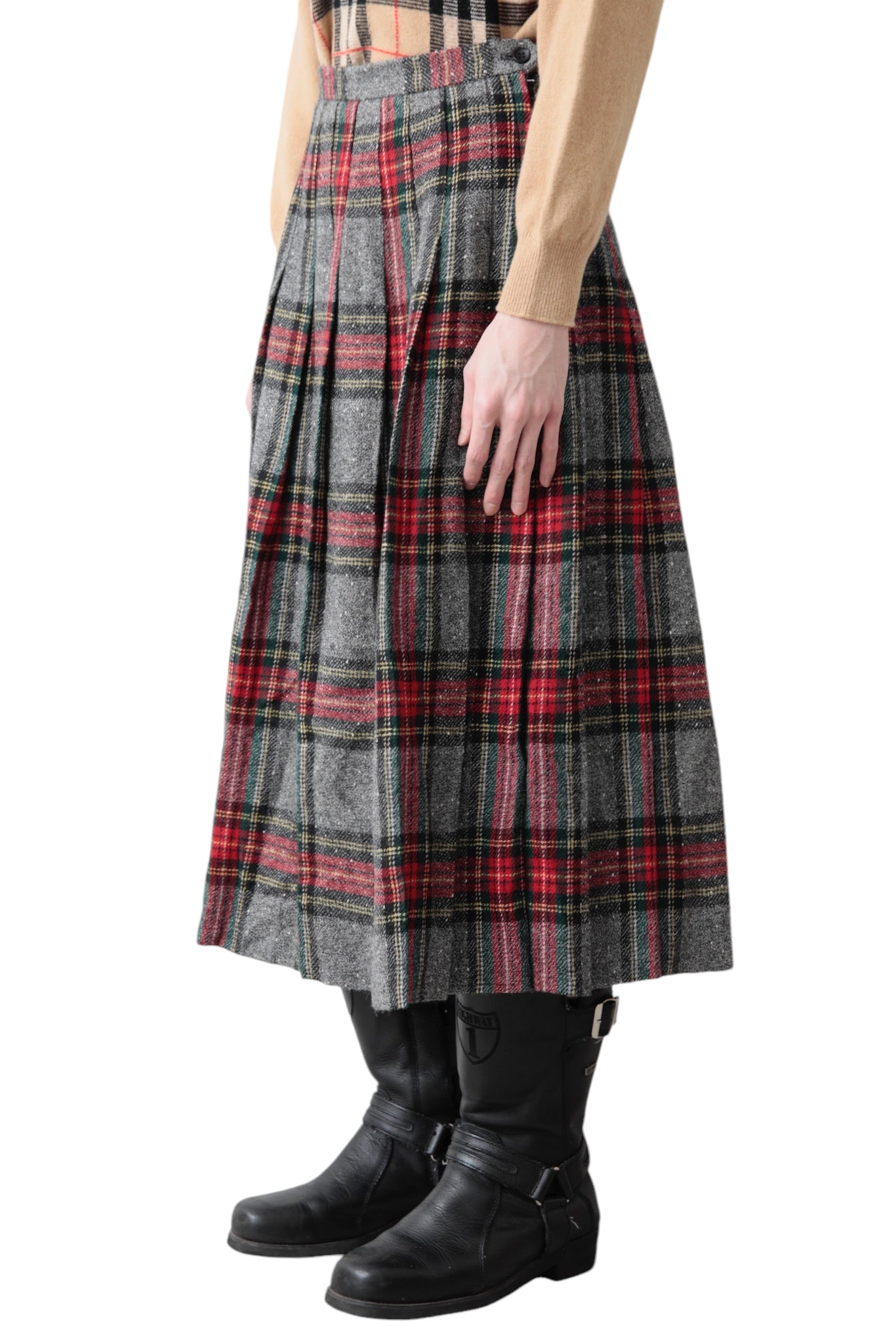 TARTAN CHECK PLEATS SKIRT