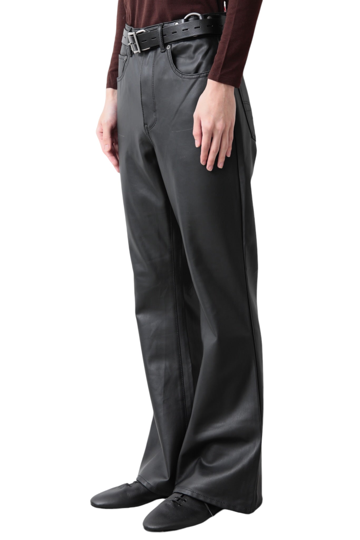 LEATHER FLARE PANTS