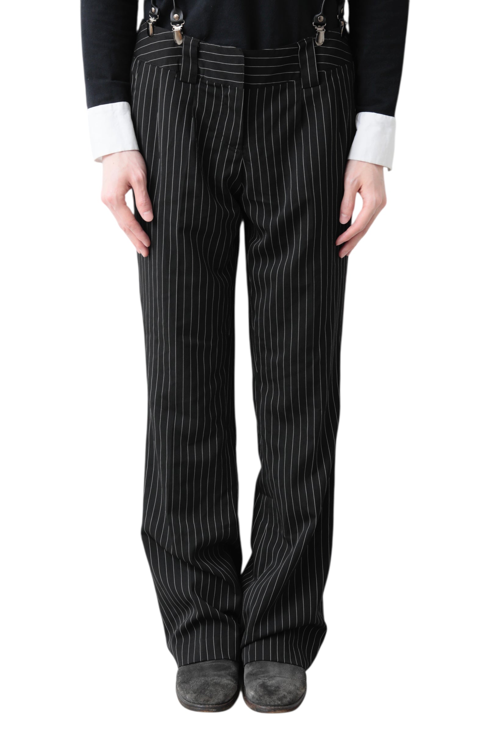 ATTACHED SUSPENDER STRIPED SLACKS