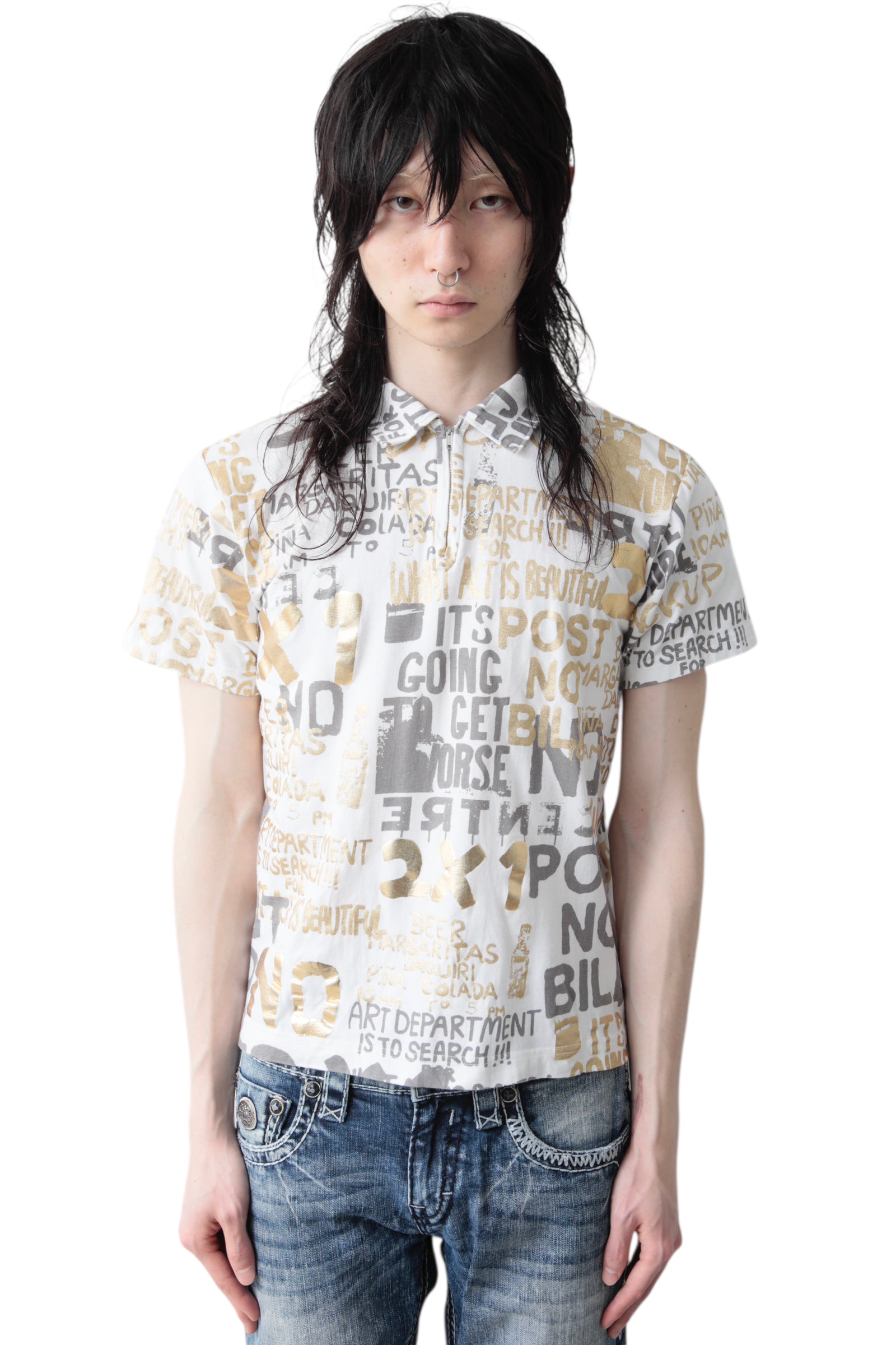 AD2006 COMME DES GARCONS HOMME PLUS GOLDEN GRAFFITI POLO SHIRT
