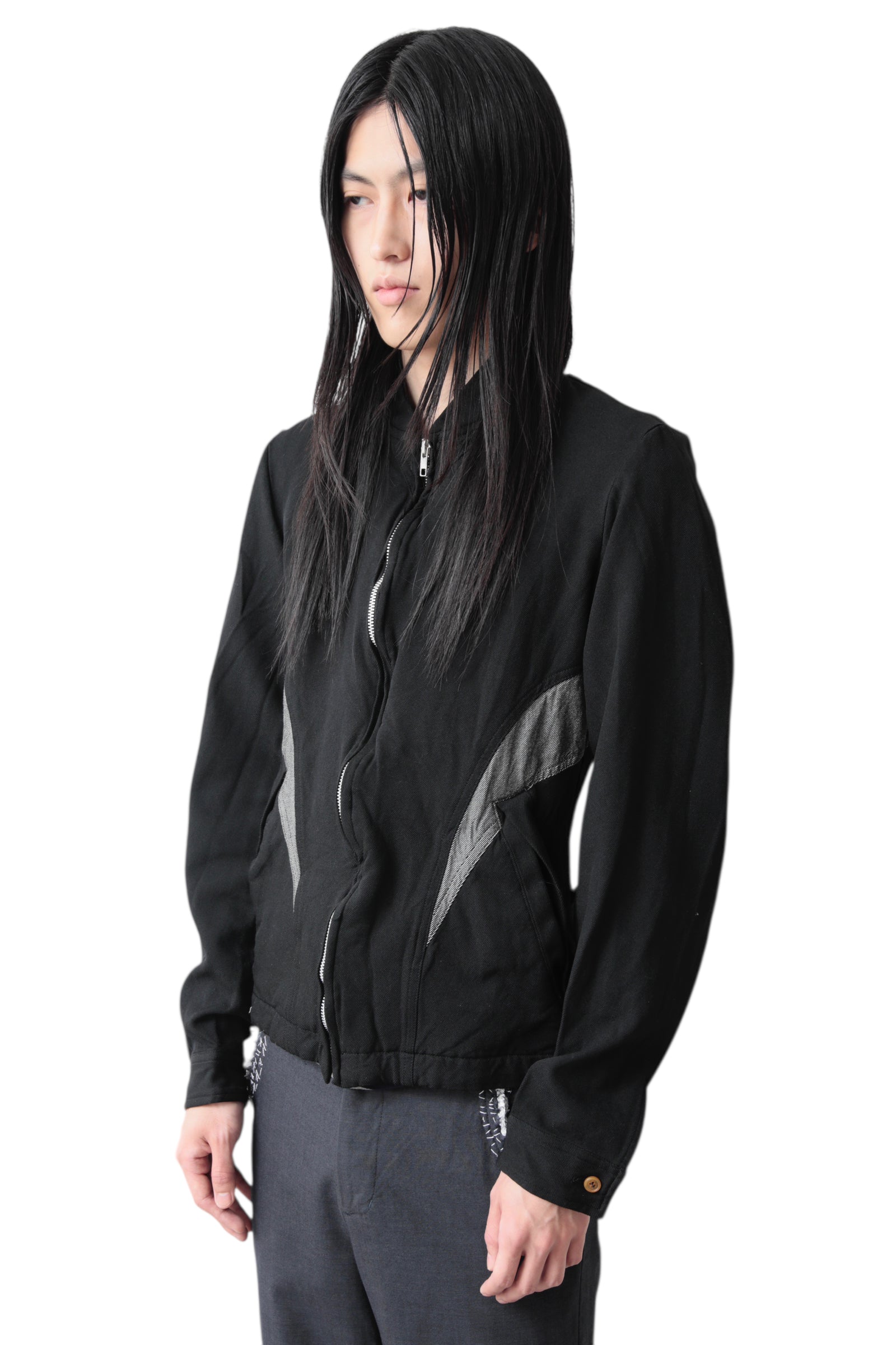 AD2008 COMME DES GARCONS HOMME PLUS EVER GREEN FULLED CARPET ZIP UP BLOUSON