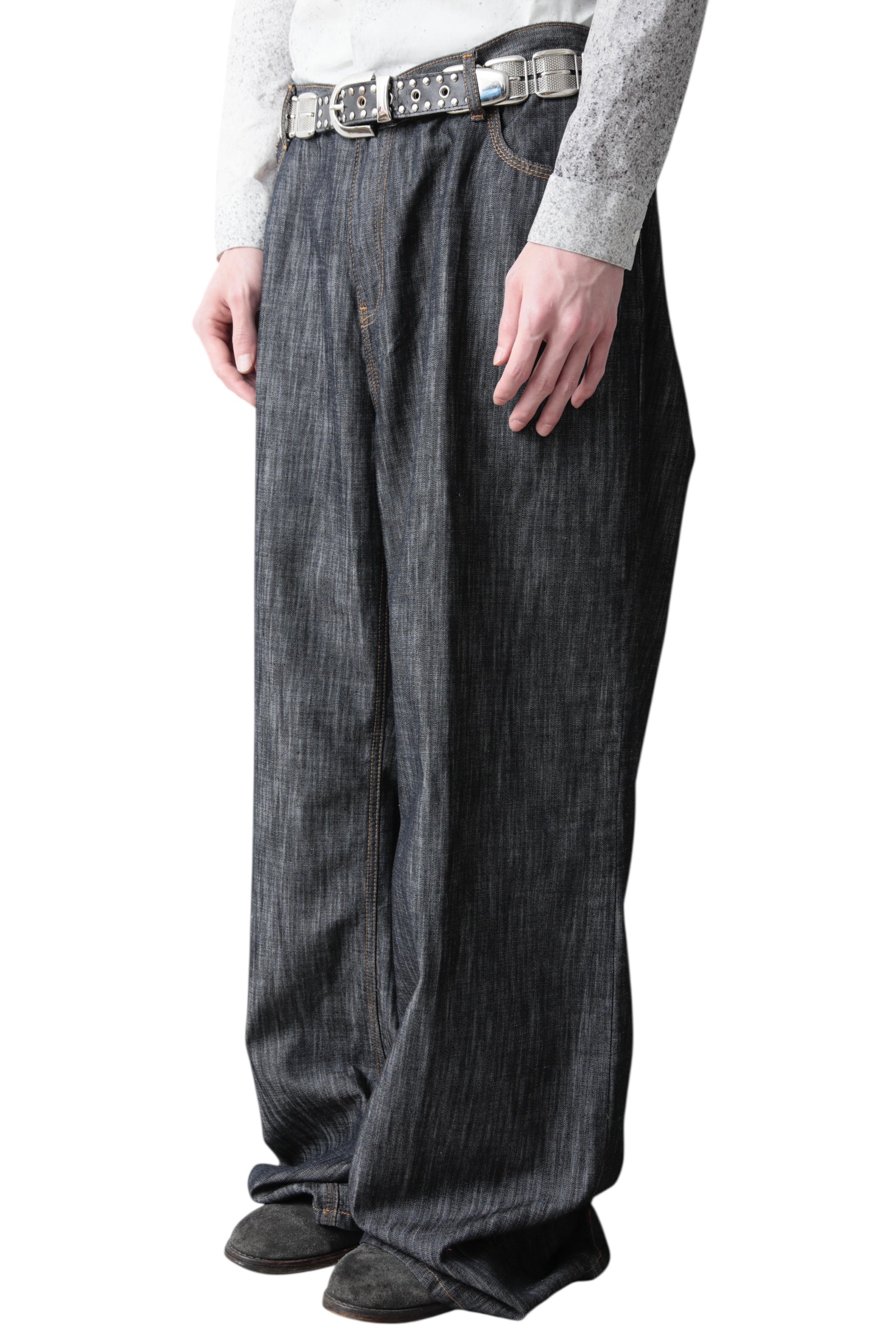 WASHED INDIGO BAGGY DENIM PANTS