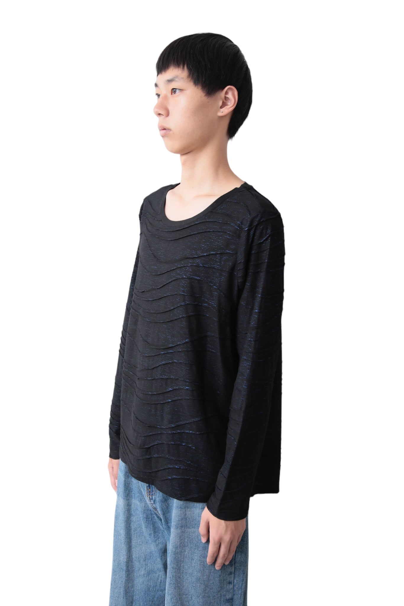 LAME PIPING LONG SLEEVE T-SHIRT