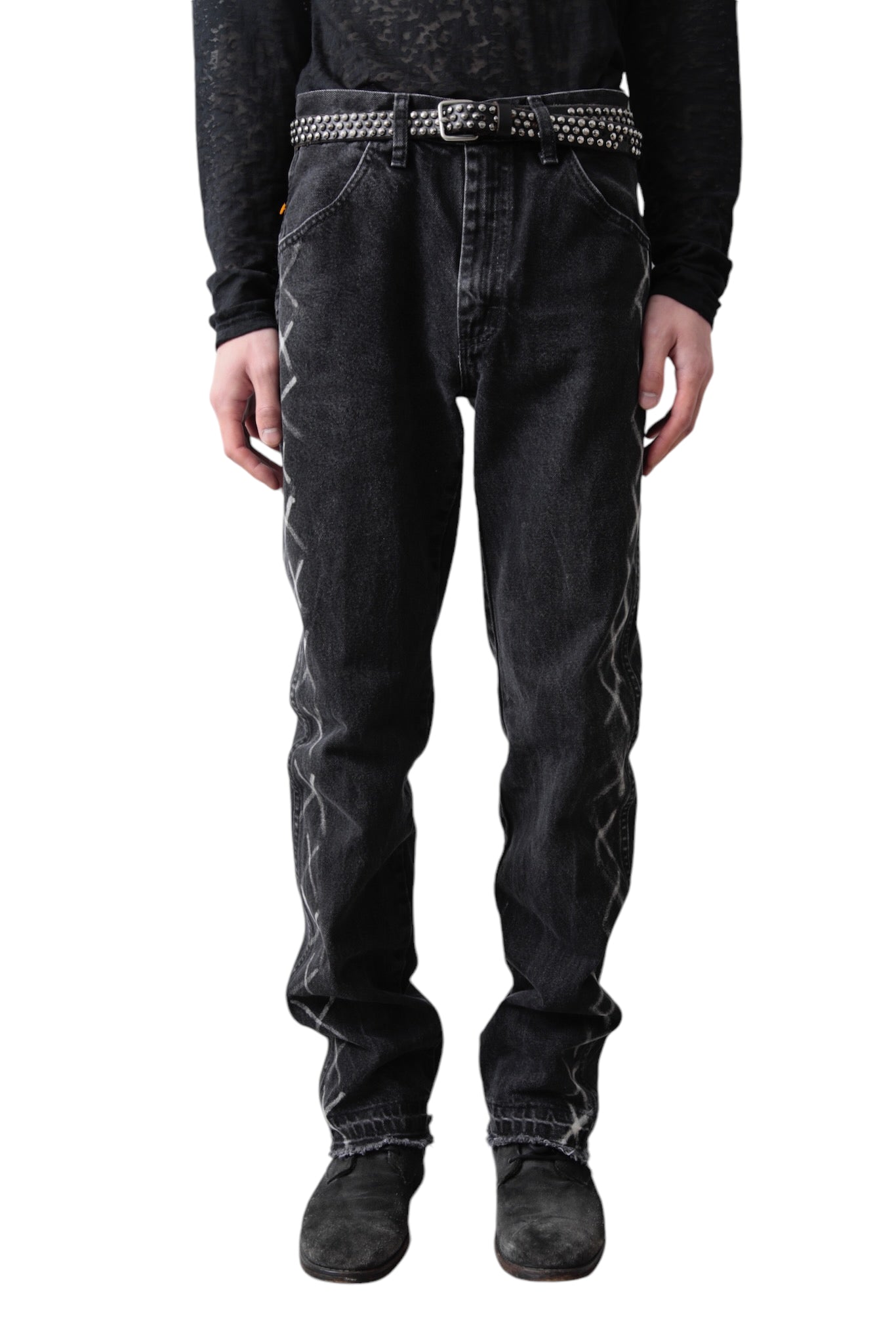 SPRAYED BLACK DENIM PANTS