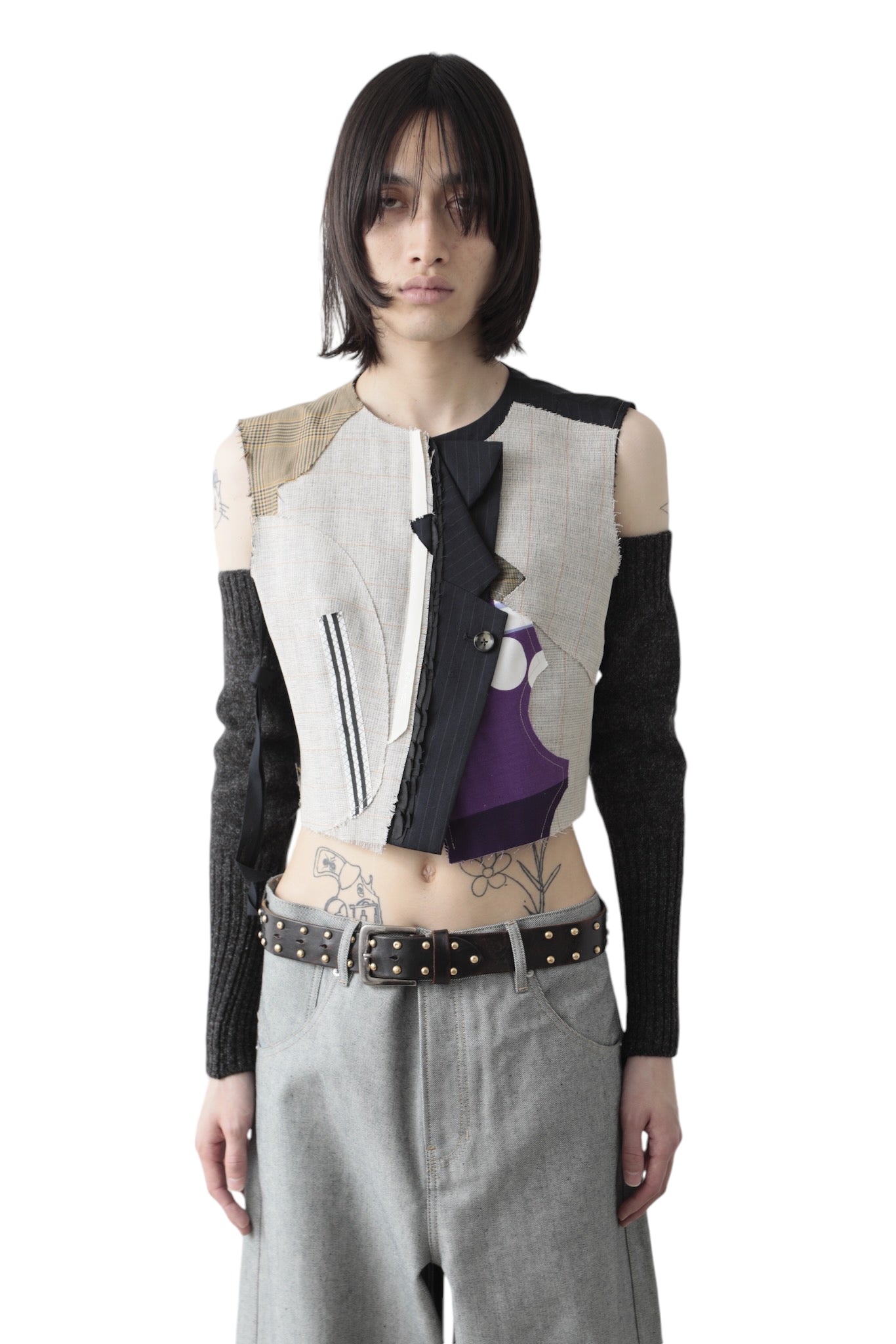 MARINA YEE PATCHWORK TIGHT FIT WAISTCOAT