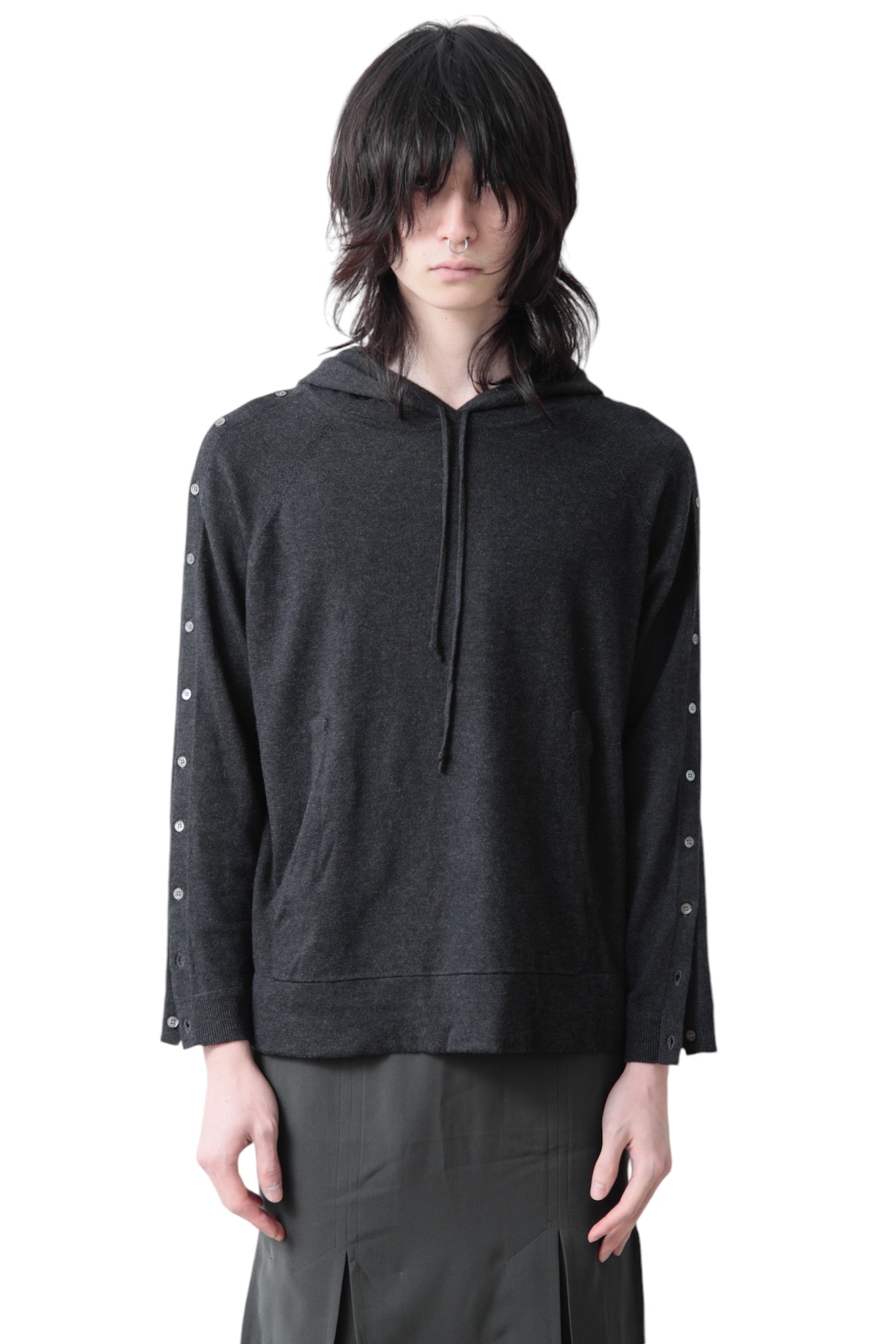 SIDE BUTTON PULLOVER HOODIE