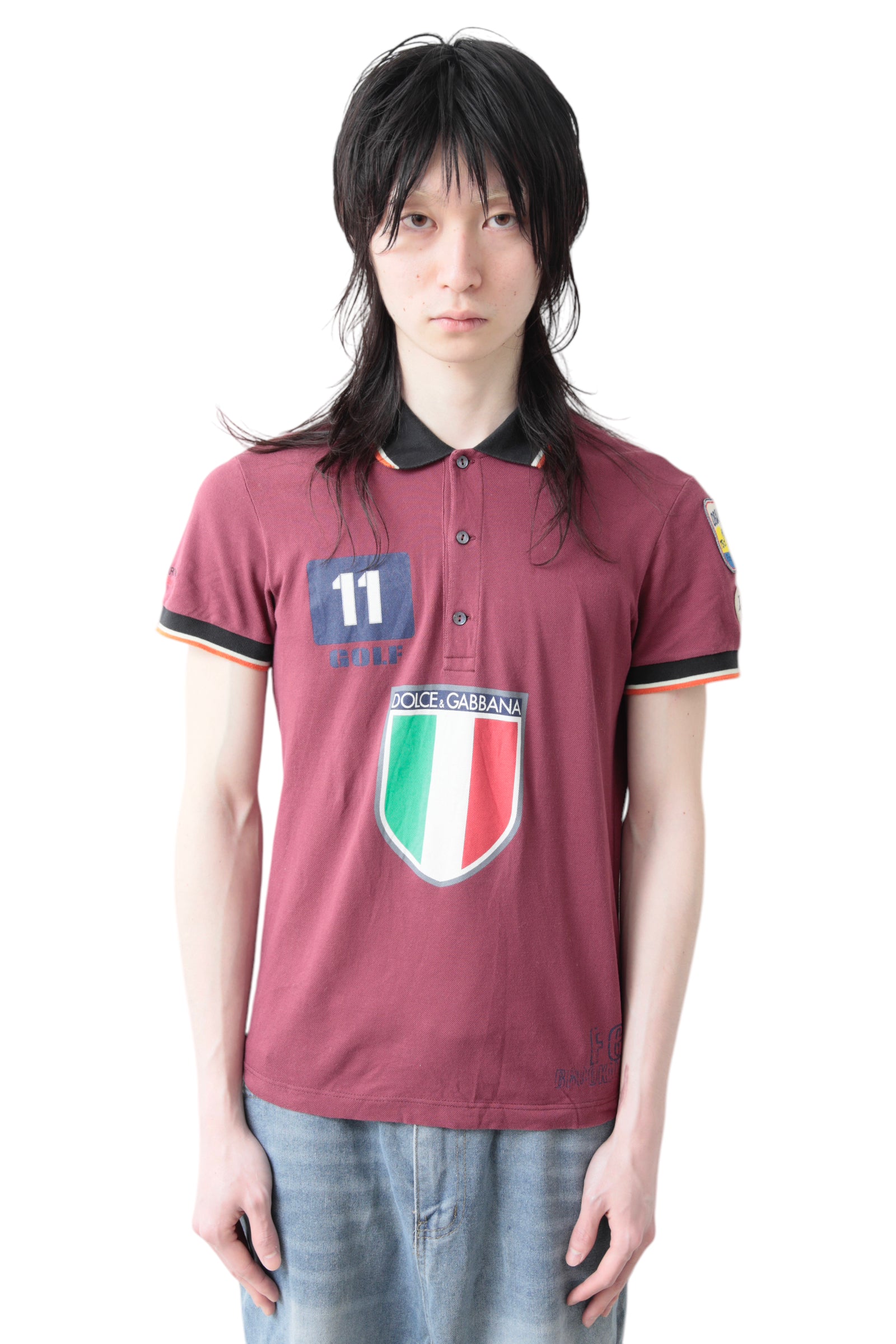 DOLCE&amp;GABBANA TRICOLORE EMBLEM POLO SHIRT