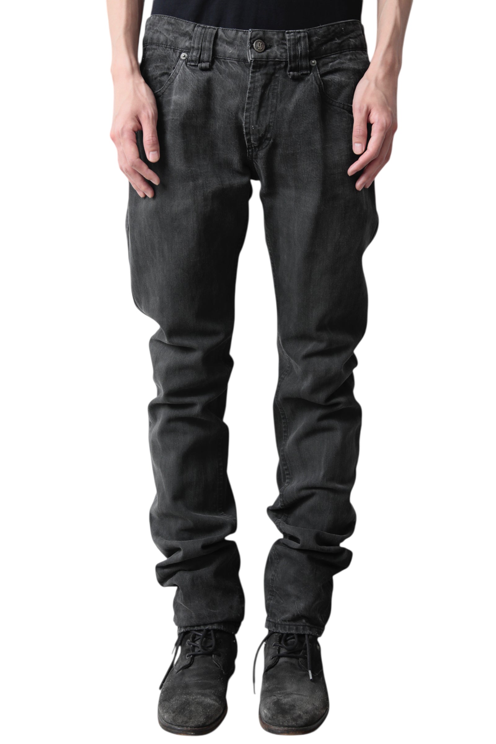JOHN GALLIANO BACK PAINTED STRAIGHT DENIM PANTS