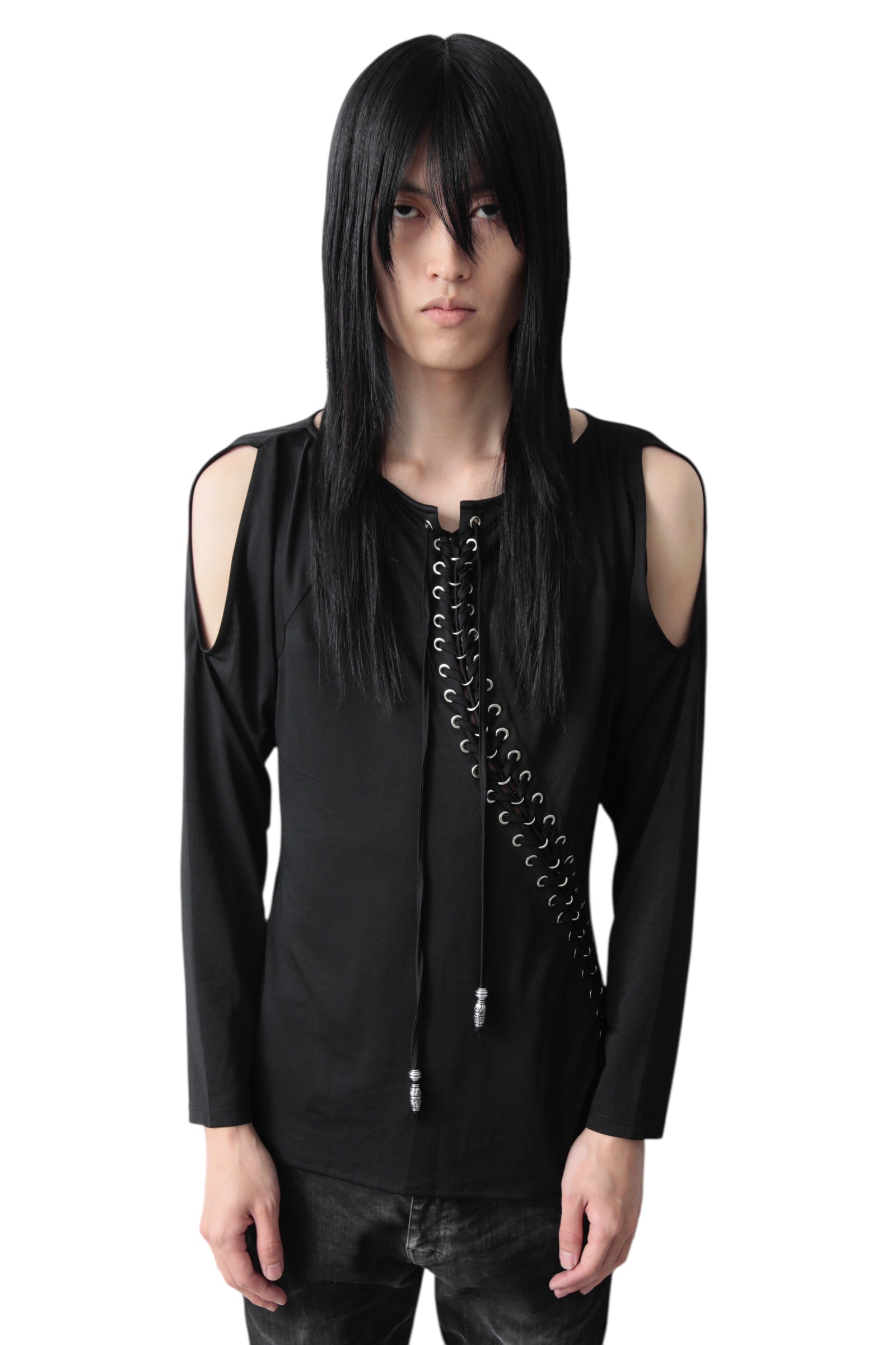 SHOULDER CUT LACE UP TOP