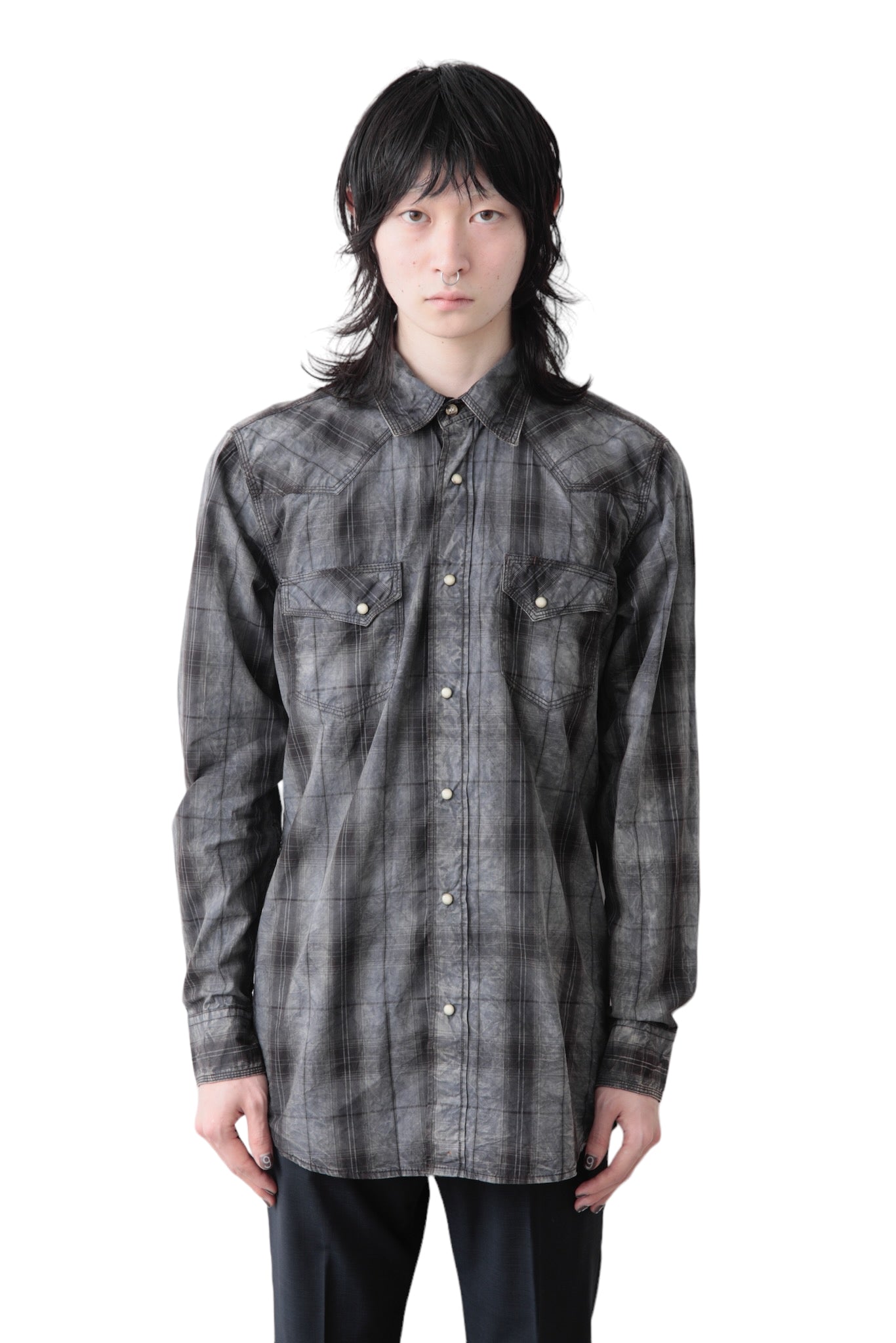 FADED CHECK WESTERN SHIRT