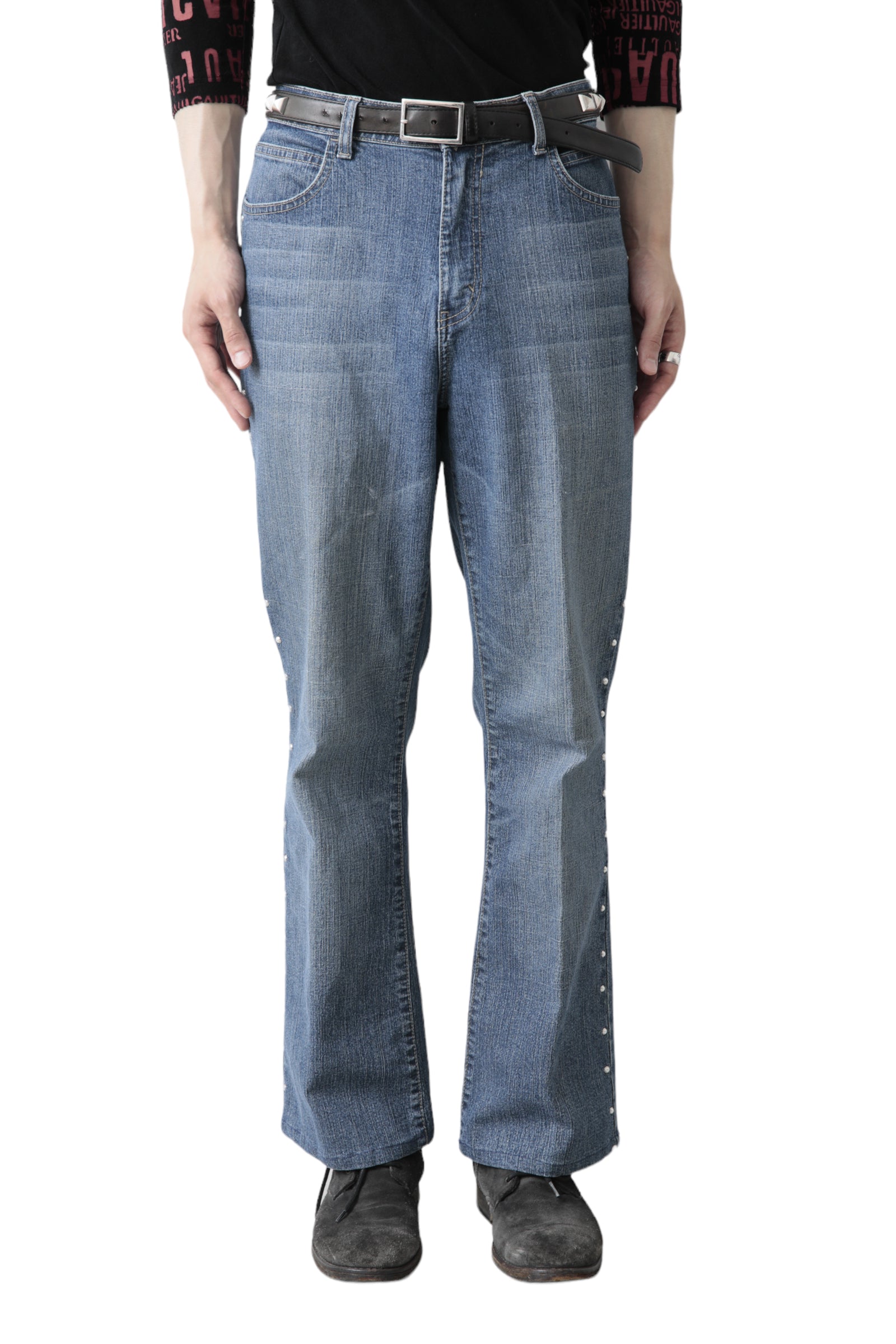 SIDE PEAL FLARE DENIM PANTS