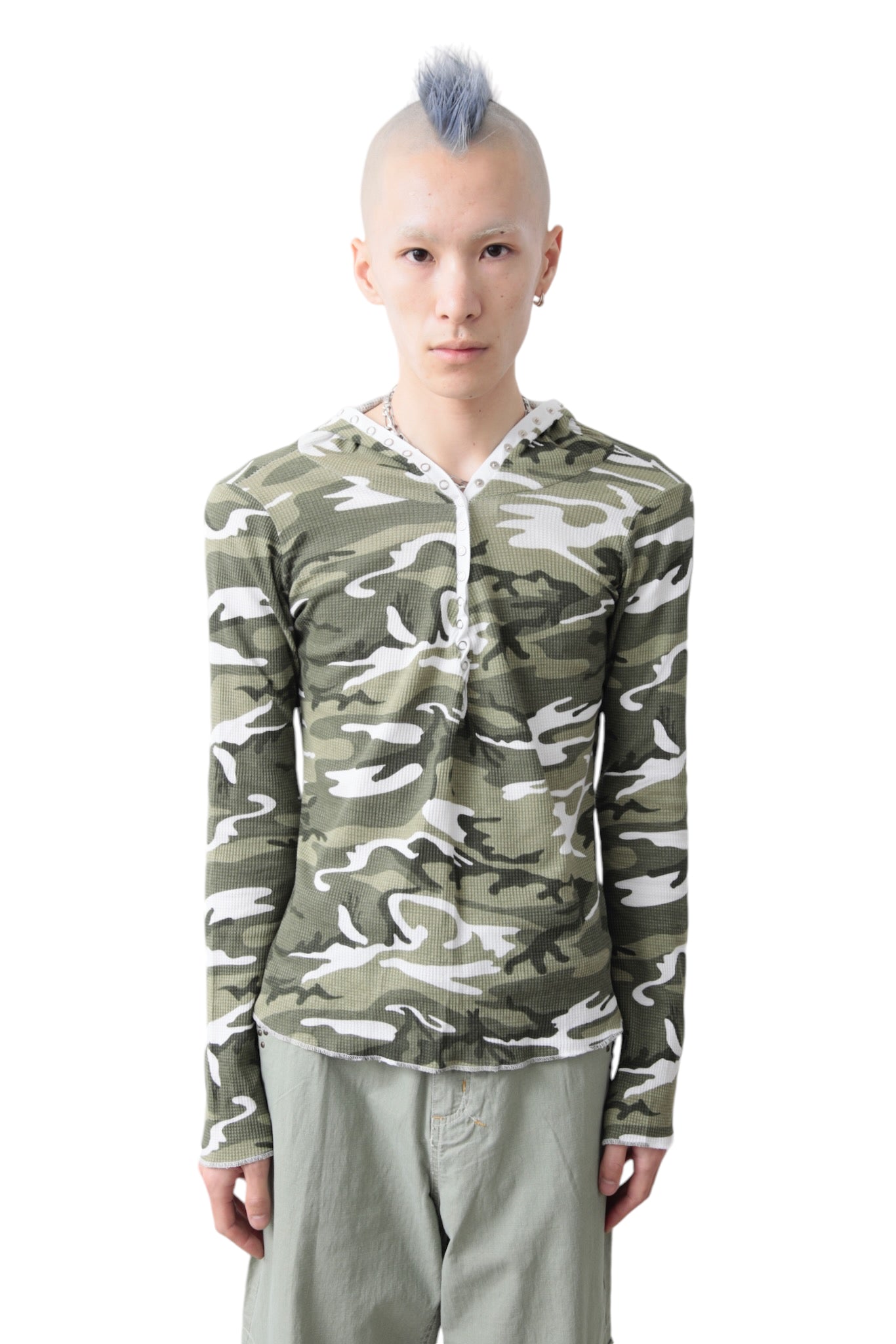 BUTTON UP CAMO HOODIE