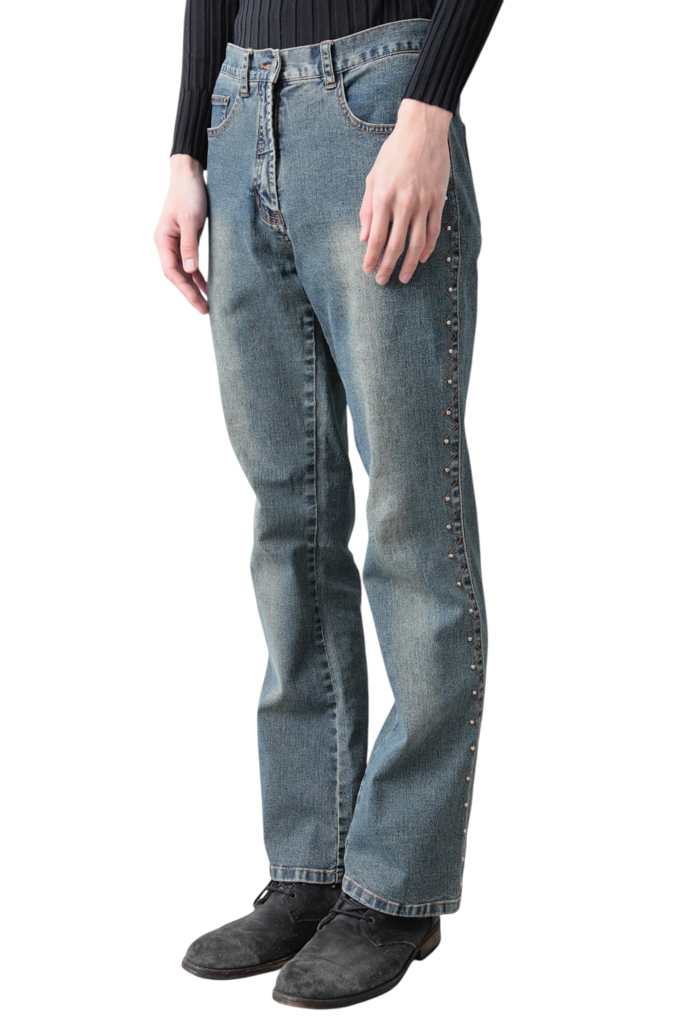 SIDE STUDS DENIM PANTS