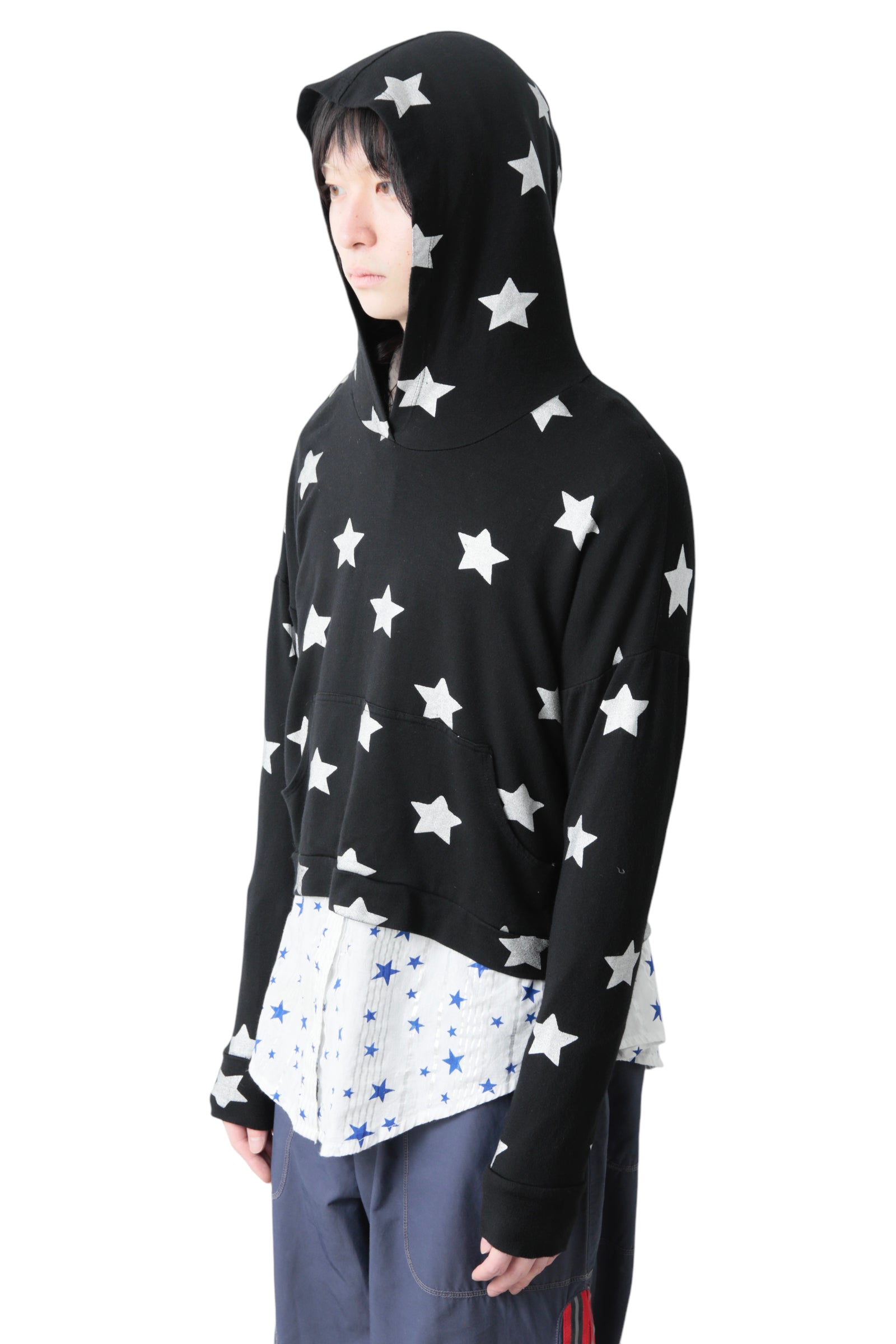 CROPPED LAYERED STAR HOODIE