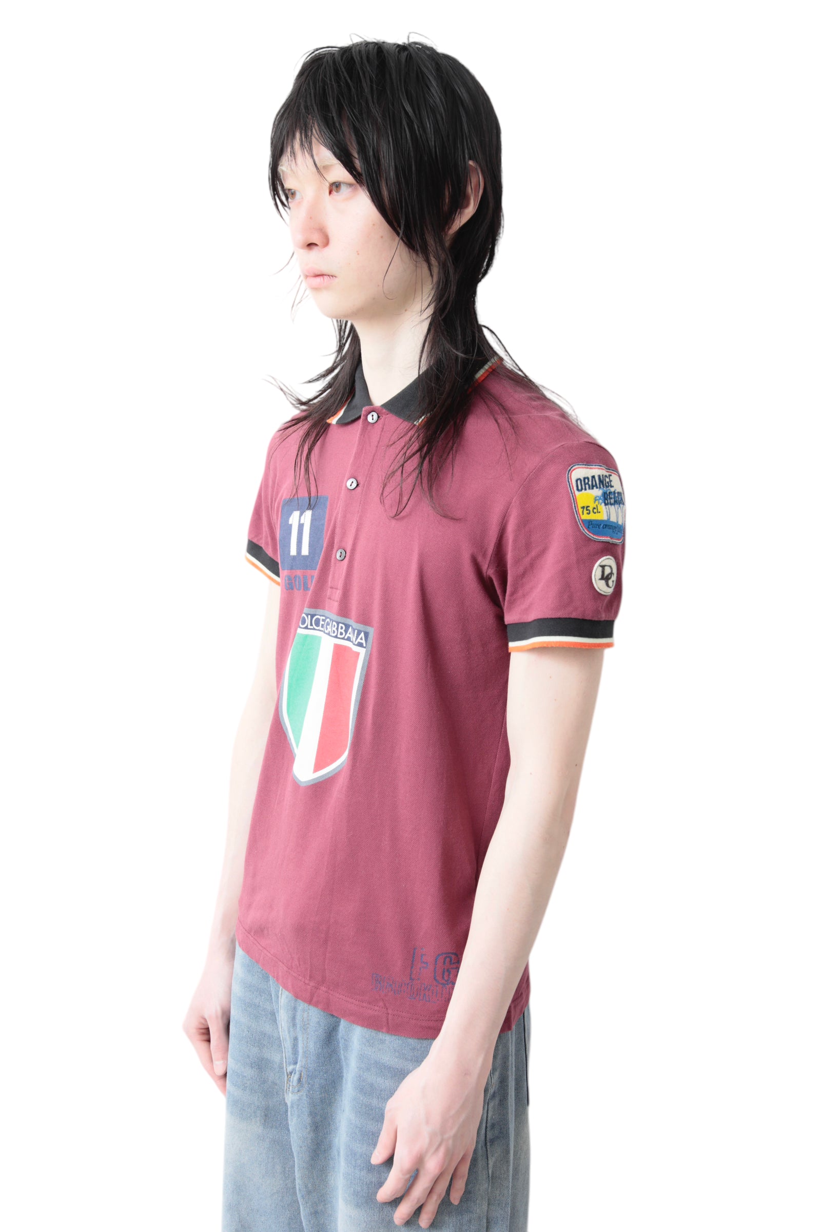 DOLCE&amp;GABBANA TRICOLORE EMBLEM POLO SHIRT