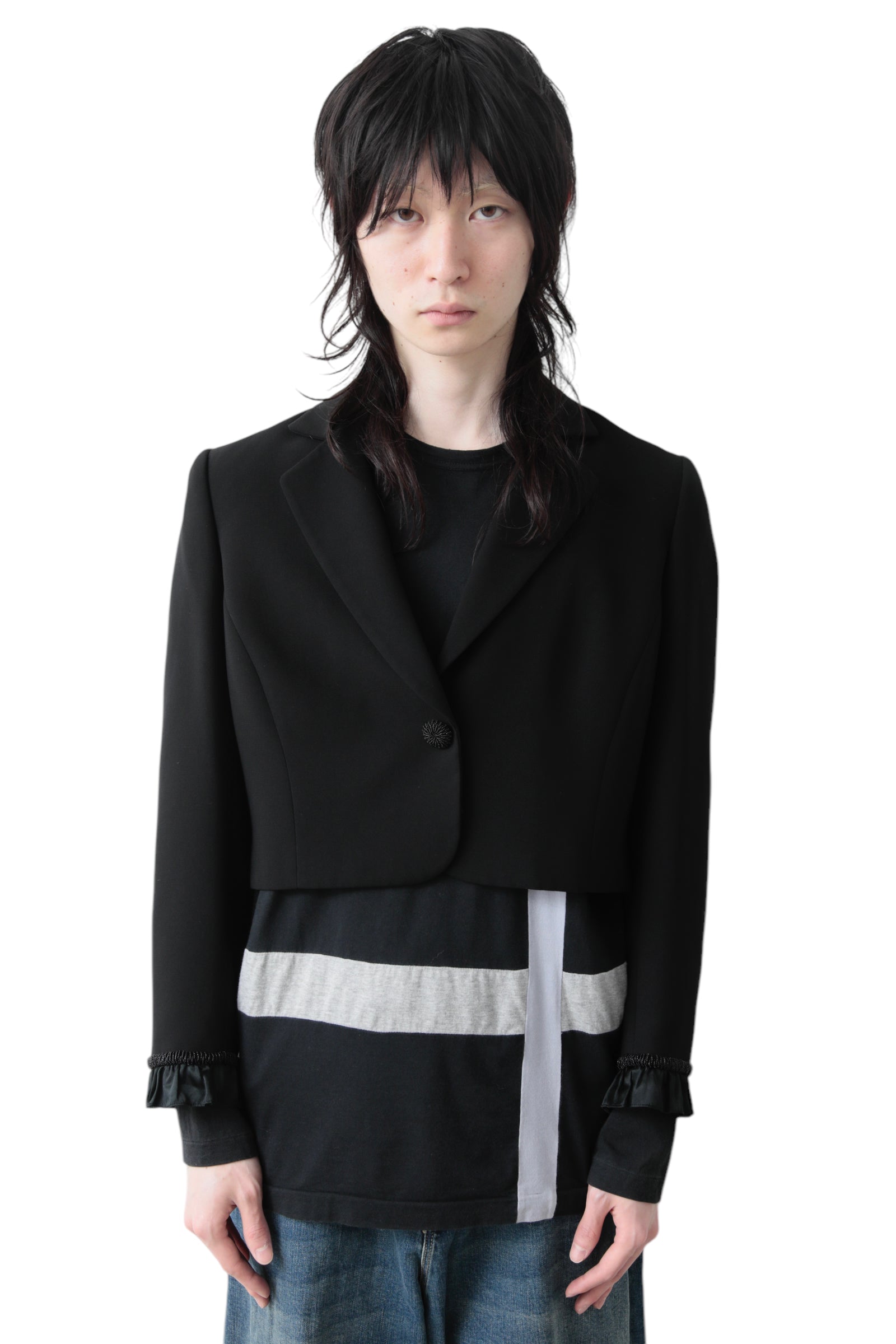 BIJOU SLEEVE CROPPED TAILORED JACKET